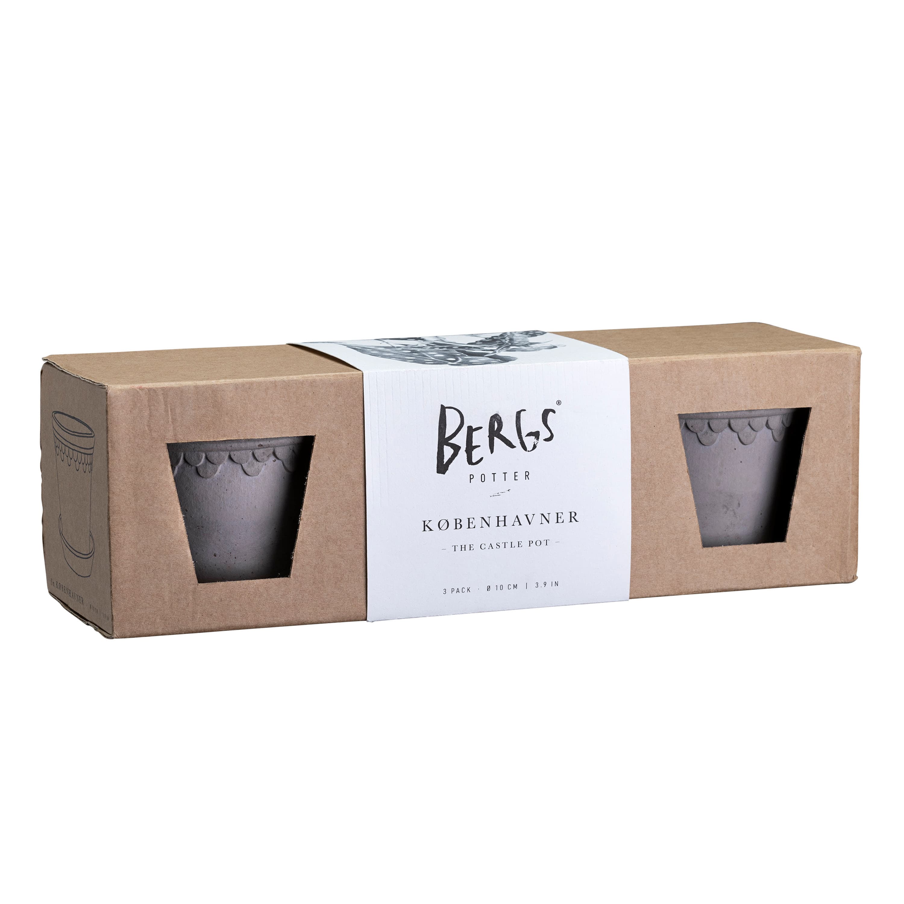 Københavner Raw Pot Raw Grey Terracotta Set of 3 Ø10