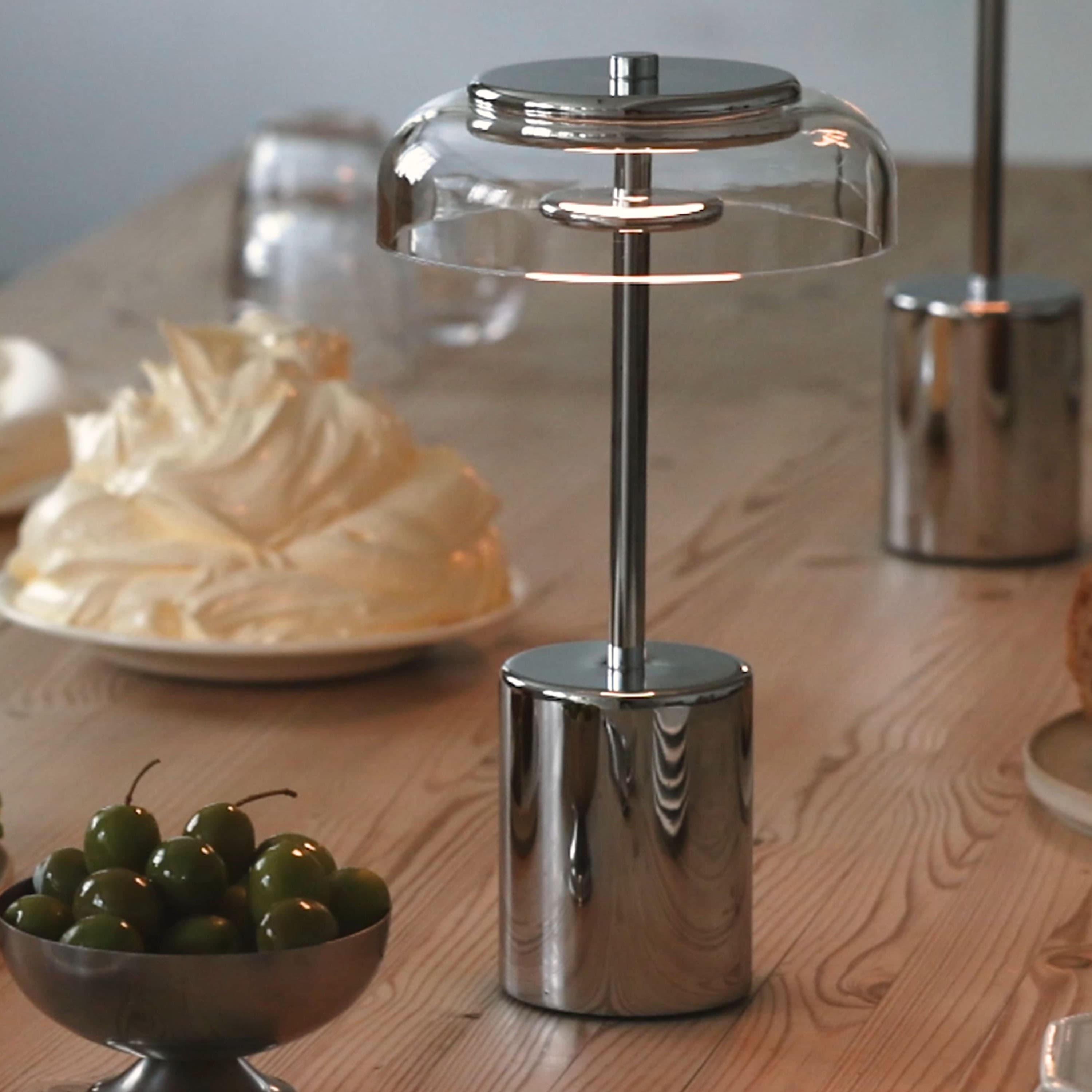 Blossi Table Lamp Chrome/Clear Small