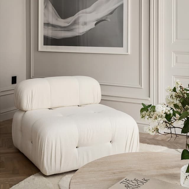 Blanca Sofa Module White Bouclé 95cm