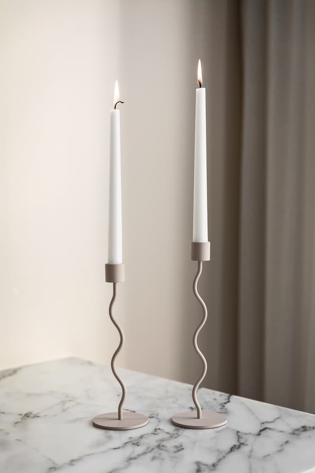 Curved Candle Holder Sand 23cm
