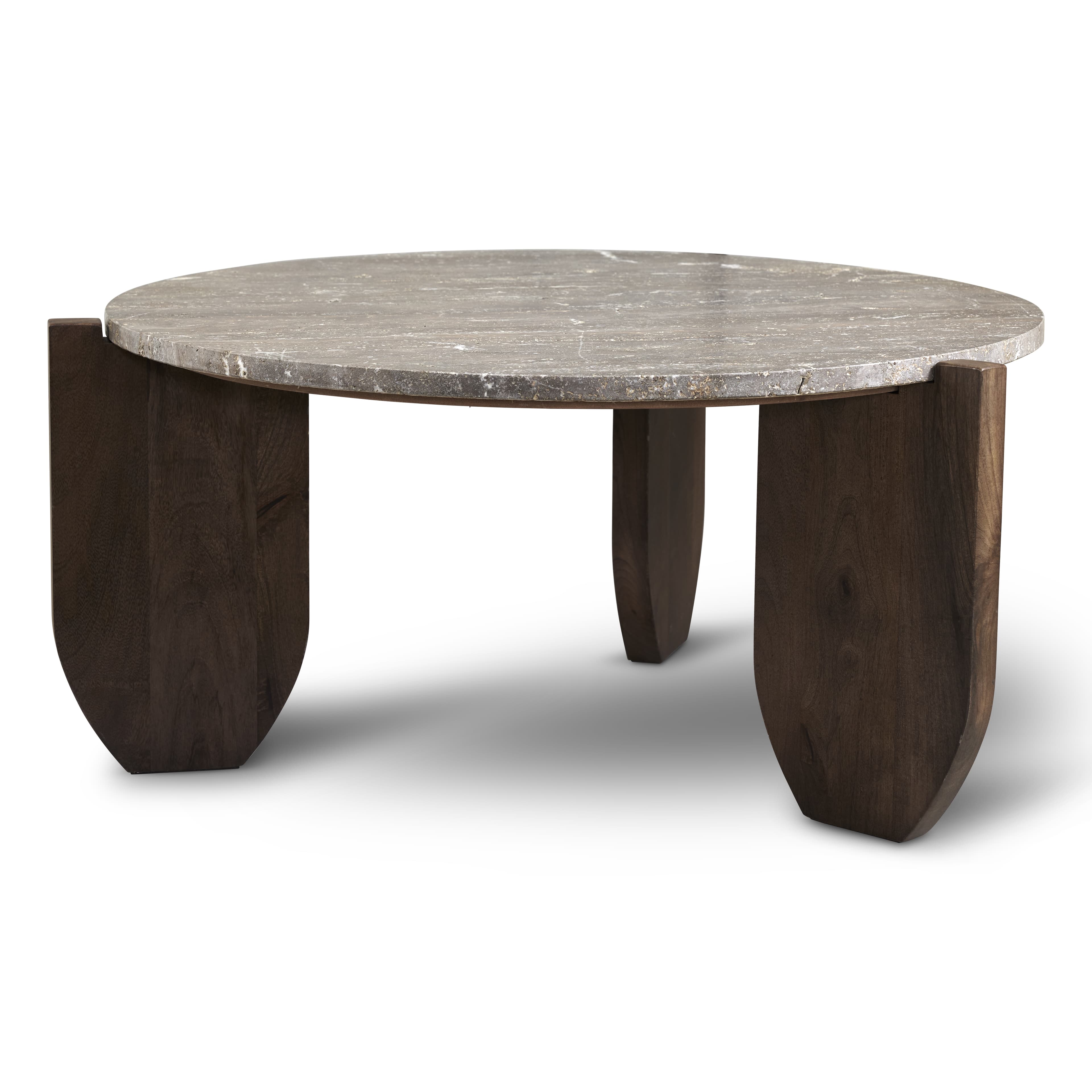 Tabella Coffee Table Travertine Grey Ø100