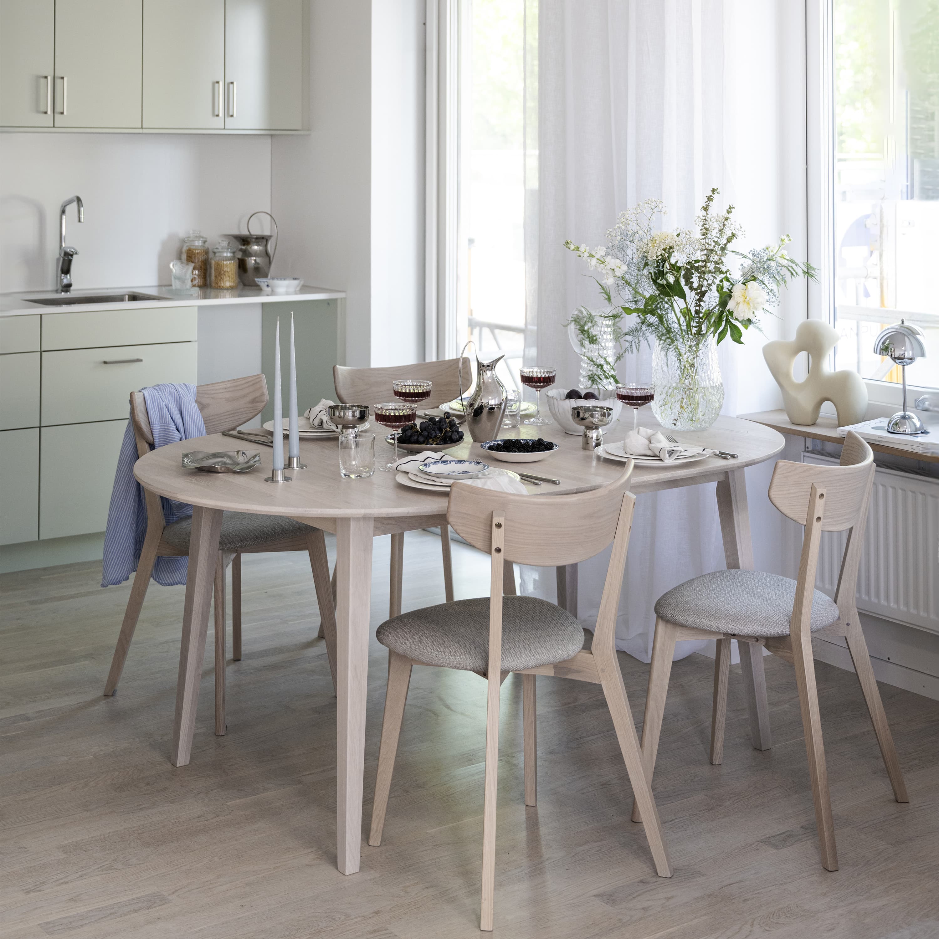 Filippa Dining Table Oval White Washed 170+40