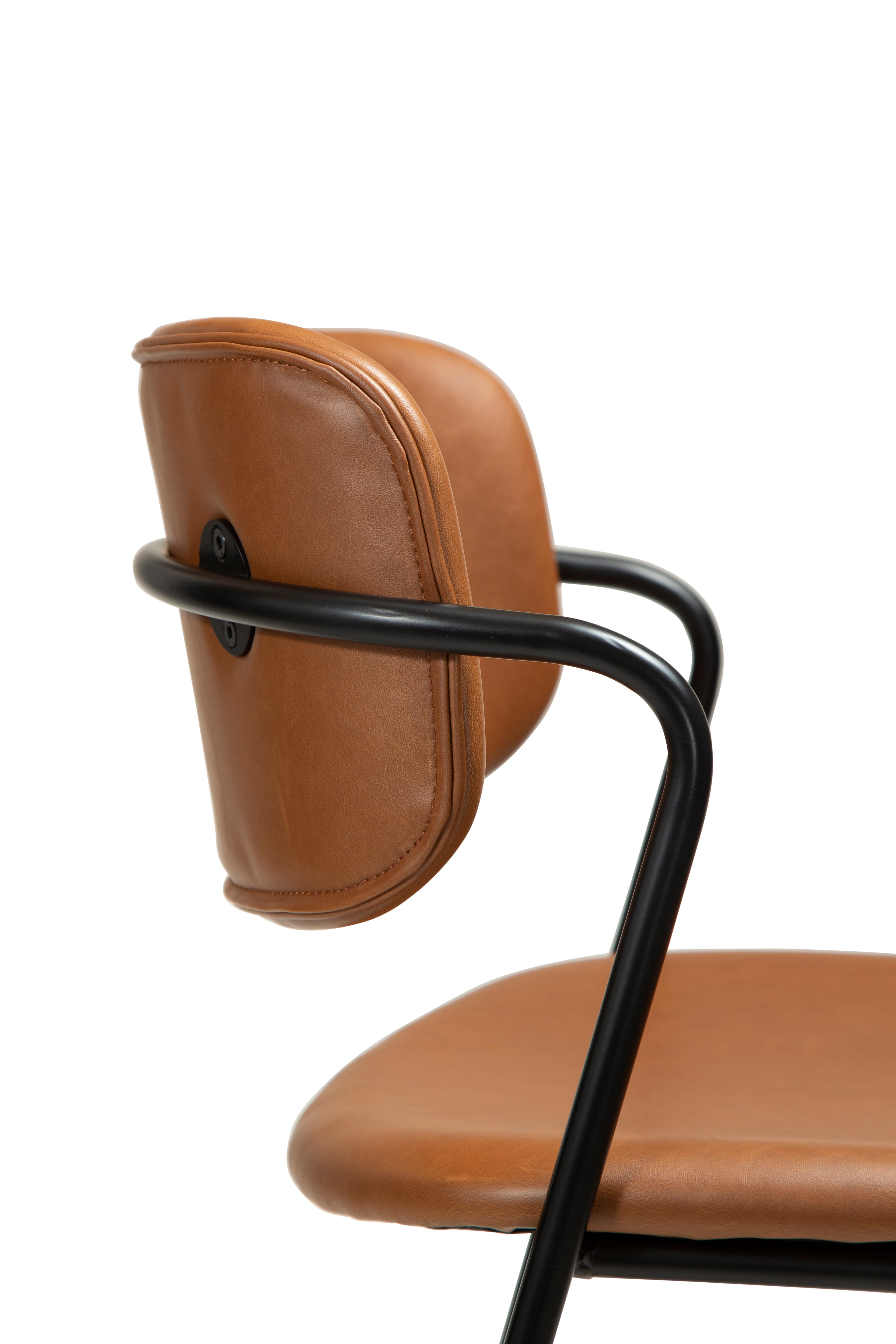 Zed Barhocker Kunstleder Hellbraun/Schwarz 67cm