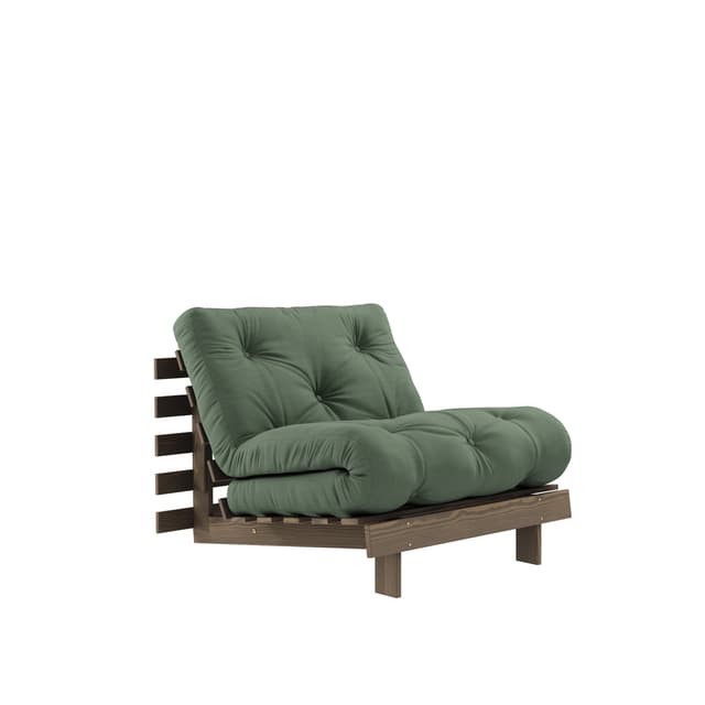 Roots Sofa Bed Chair Brown/Olive Green 90cm