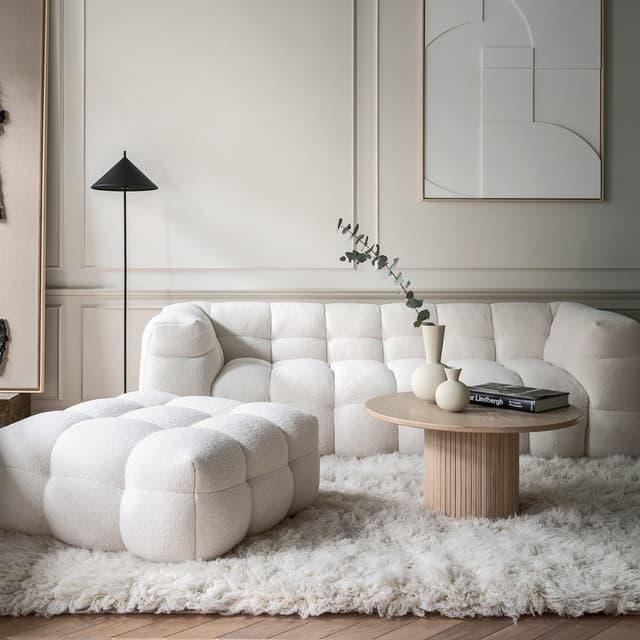 Billie Pouffe Creme Teddy Large