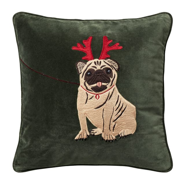 Holiday Dog Kissenbezug Samt Waldgrün 50x50