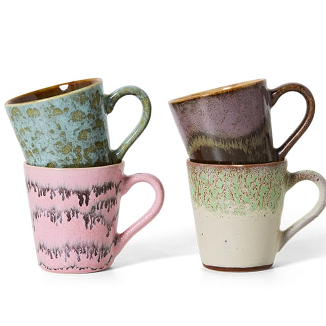 70s Ceramics Espressotasse Brutalism 4er-Set