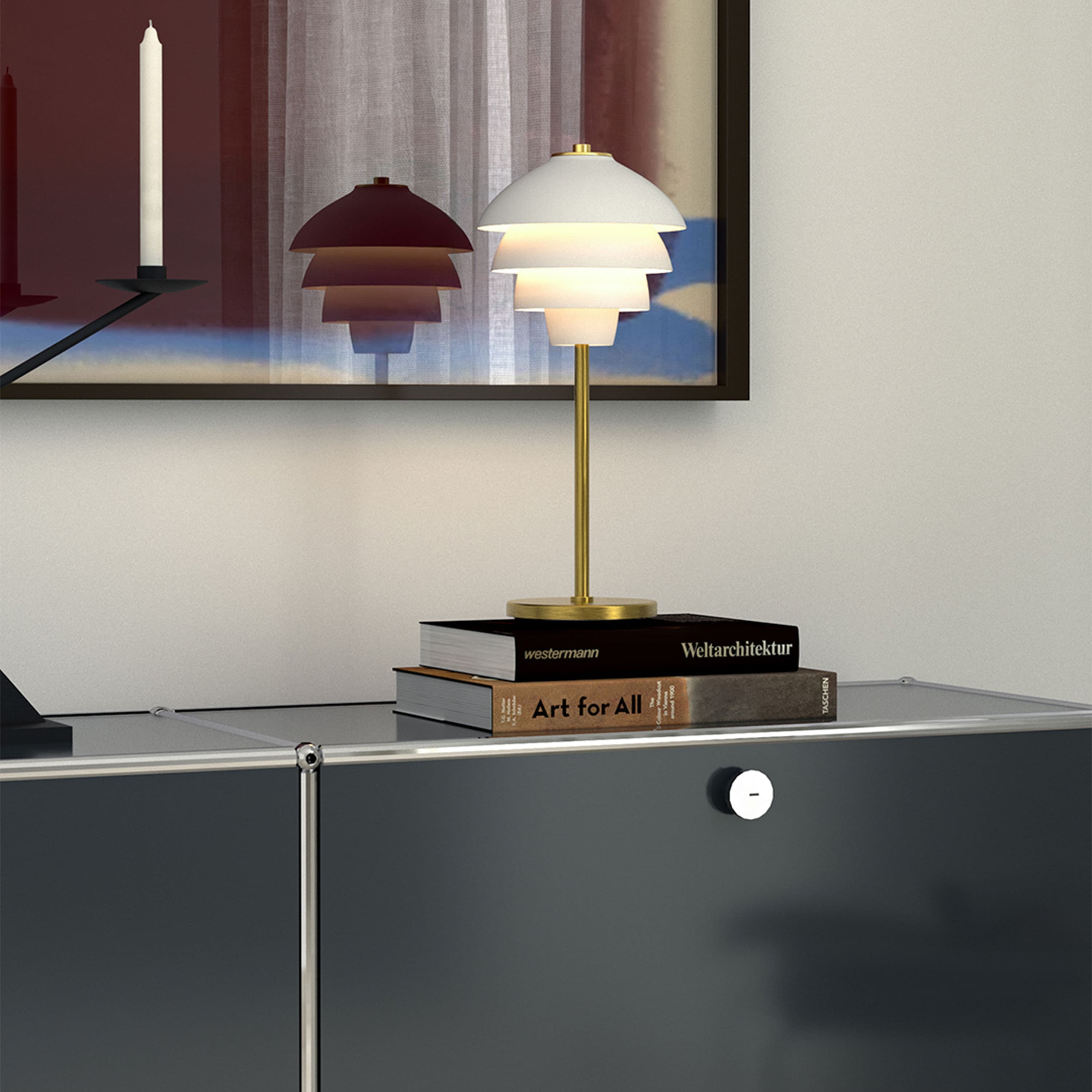 Valencia Tischlampe Matt Weiß/Messing 41cm