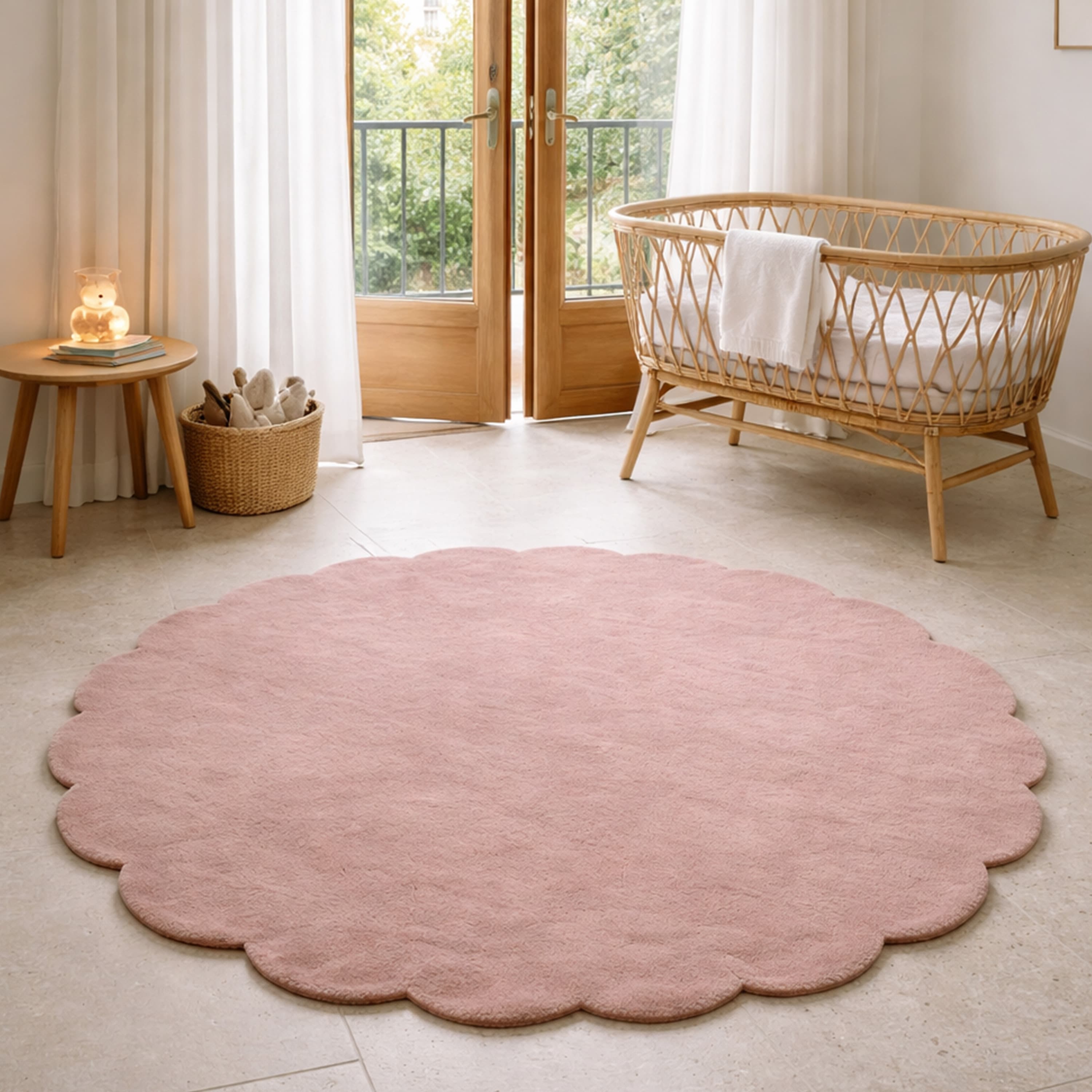 Shell Wollteppich Rund Rosa Ø120