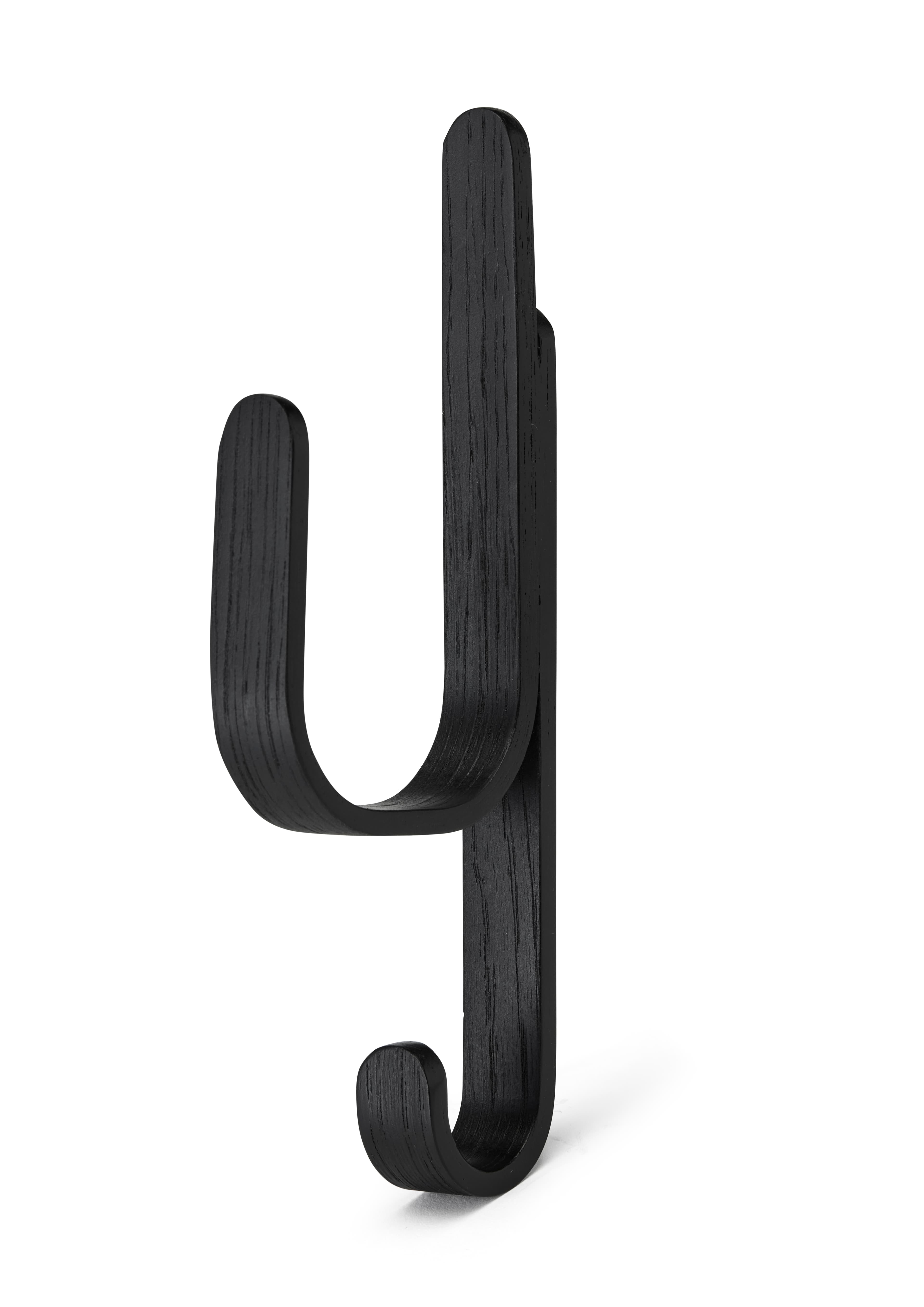 Woody One One Wall Hook Black Stained Oak