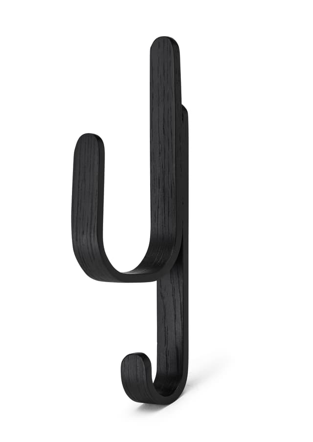 Woody One One Wall Hook Black Stained Oak