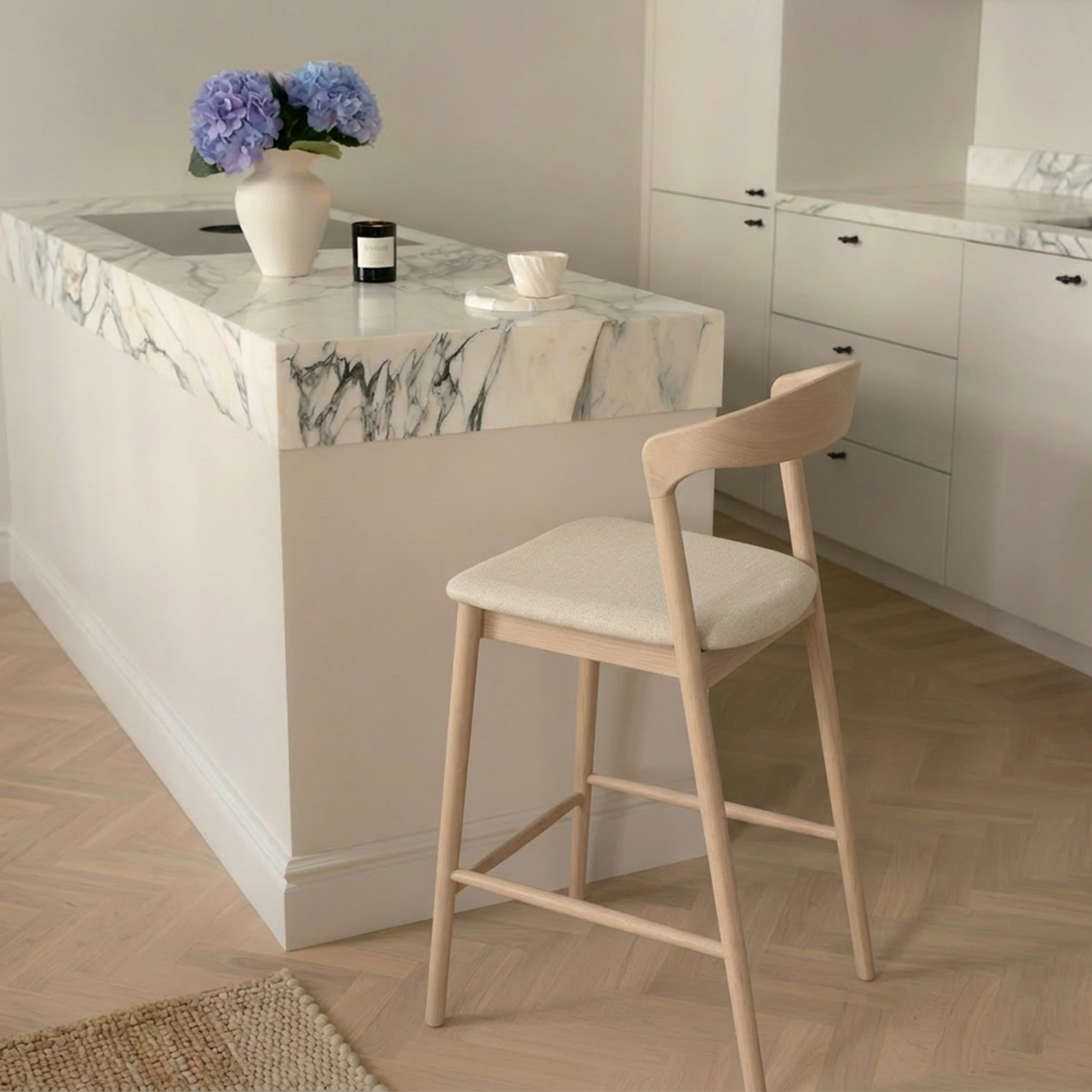 Casper Bar Stool White Oiled Oak/White