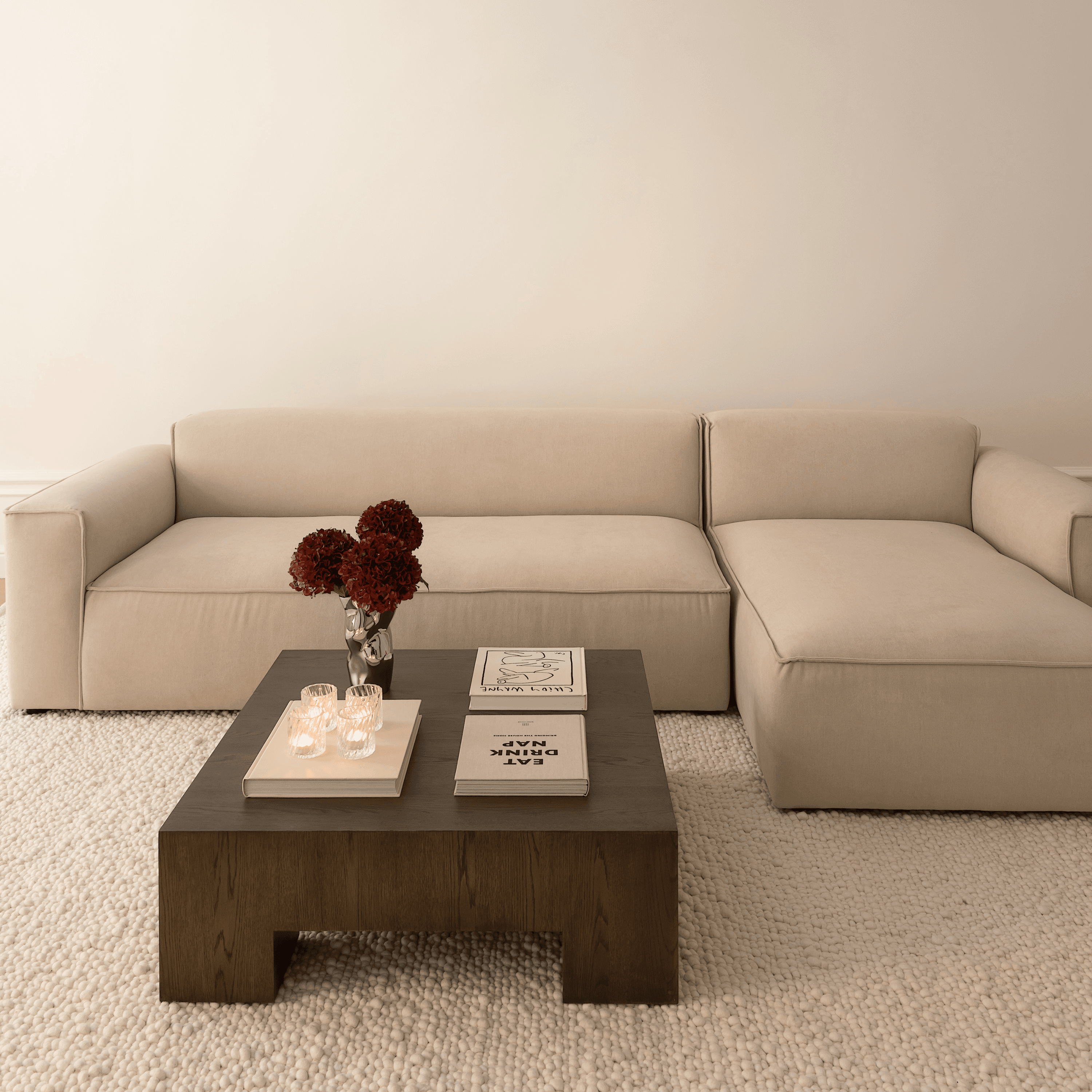 Chunky Couchtisch Braun gebeizte Eiche 90x90