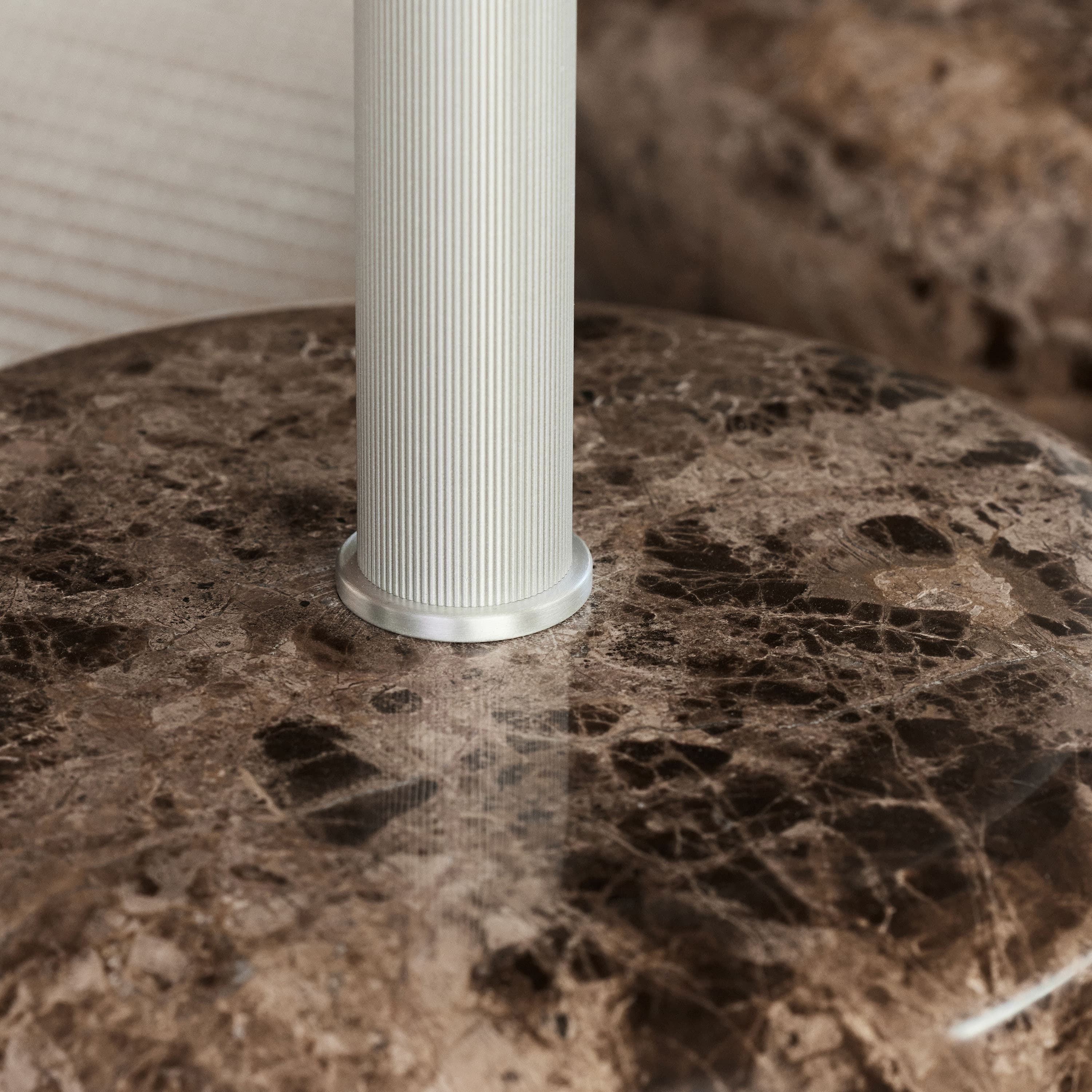 Ton side Side Table Brown Marble/Aluminium Large