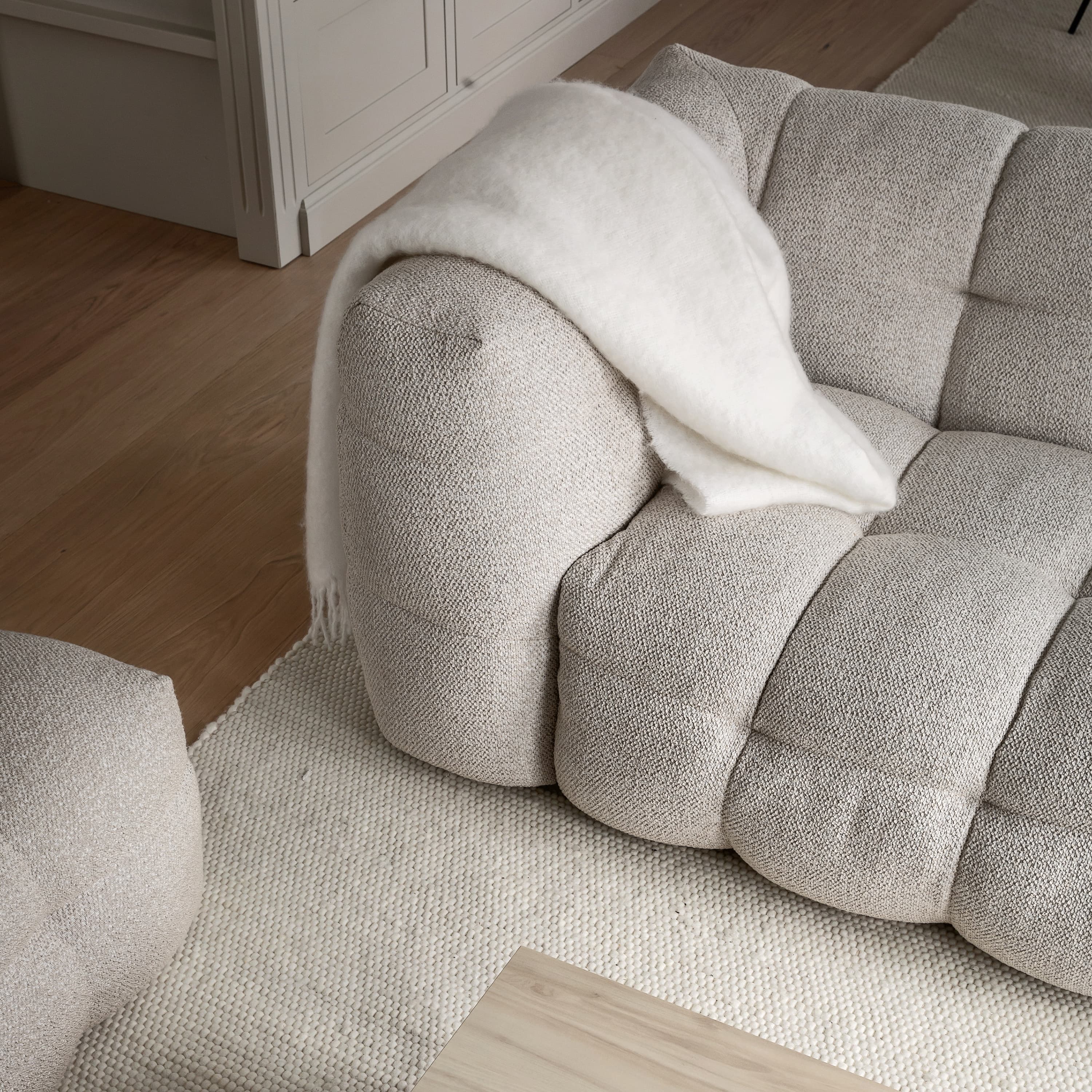 Billie 3-Sitzer Sofa Modul Rechts Armlehne Beige Bouclé 202cm