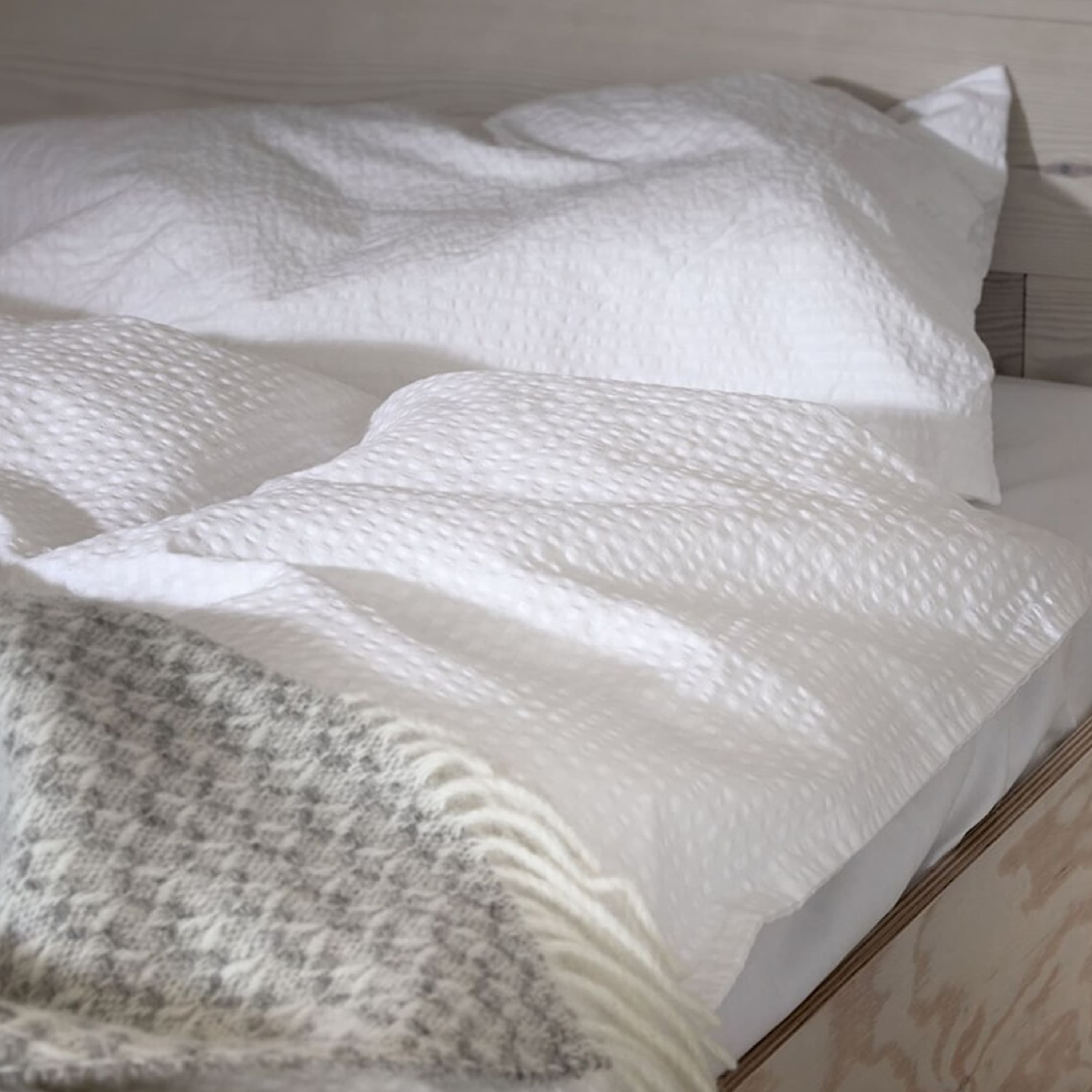 Pure Double Duvet Cover Set Crinkle White 220x220cm/50x60cm