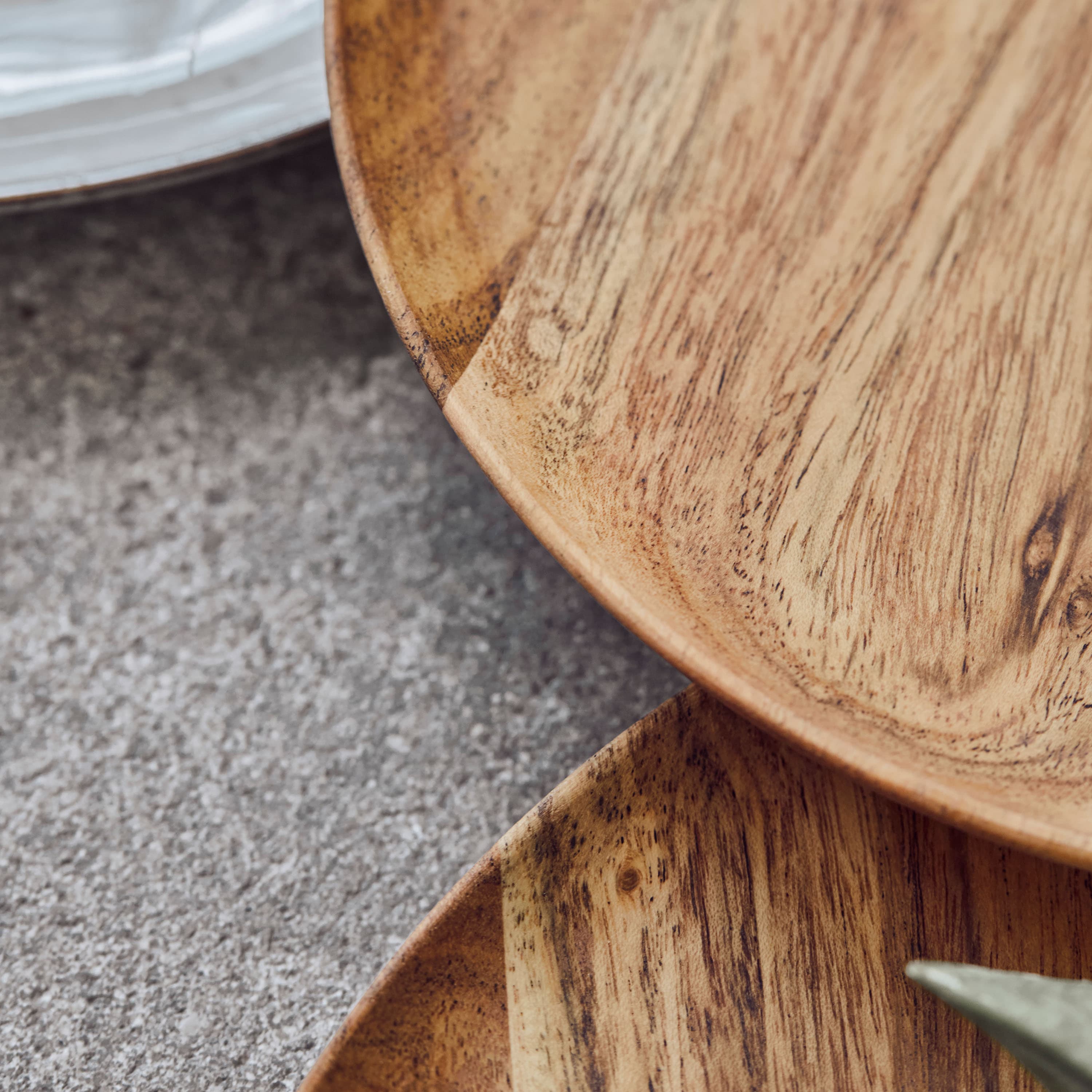 Wood Trays Natural Set of 2 Ø17