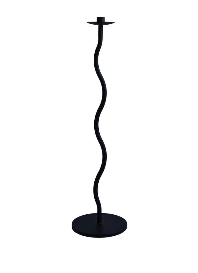 Curved Floor Candle Holder Black 75cm