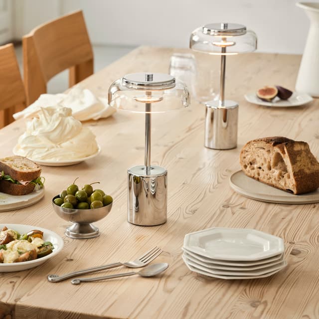 Blossi Table Lamp Chrome/Clear Small