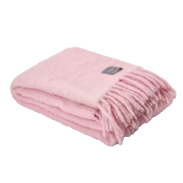 Luxury Kid Mohair Throw Blanket Rose