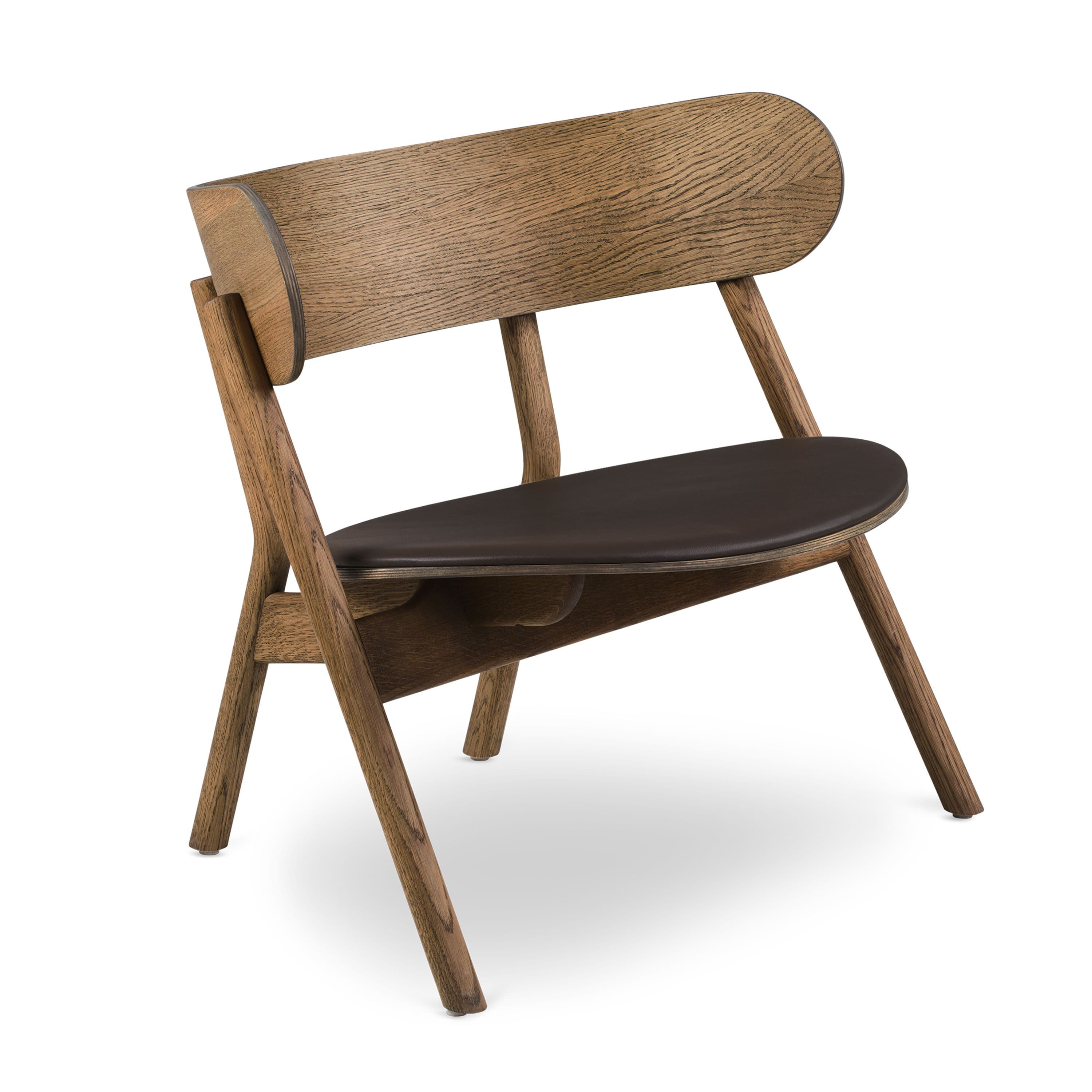 Oaki Lounge Chair Brown Leather/Smoked Oak