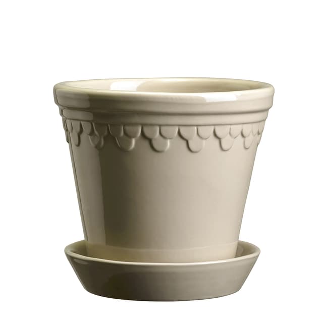 Københavner Pot with Saucer Glazed Sand Stone Ø25
