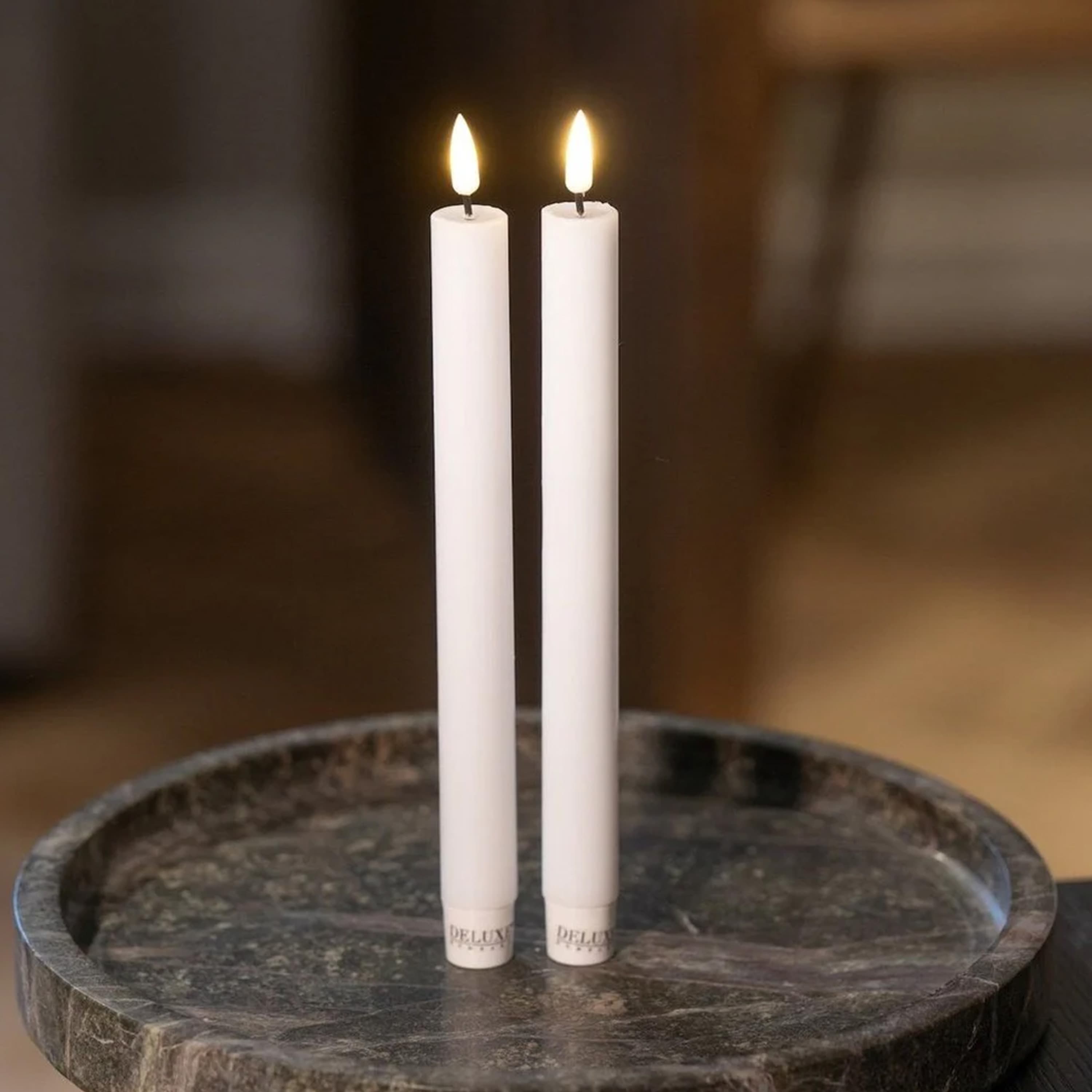 LED Candle White 24cm Set of 2