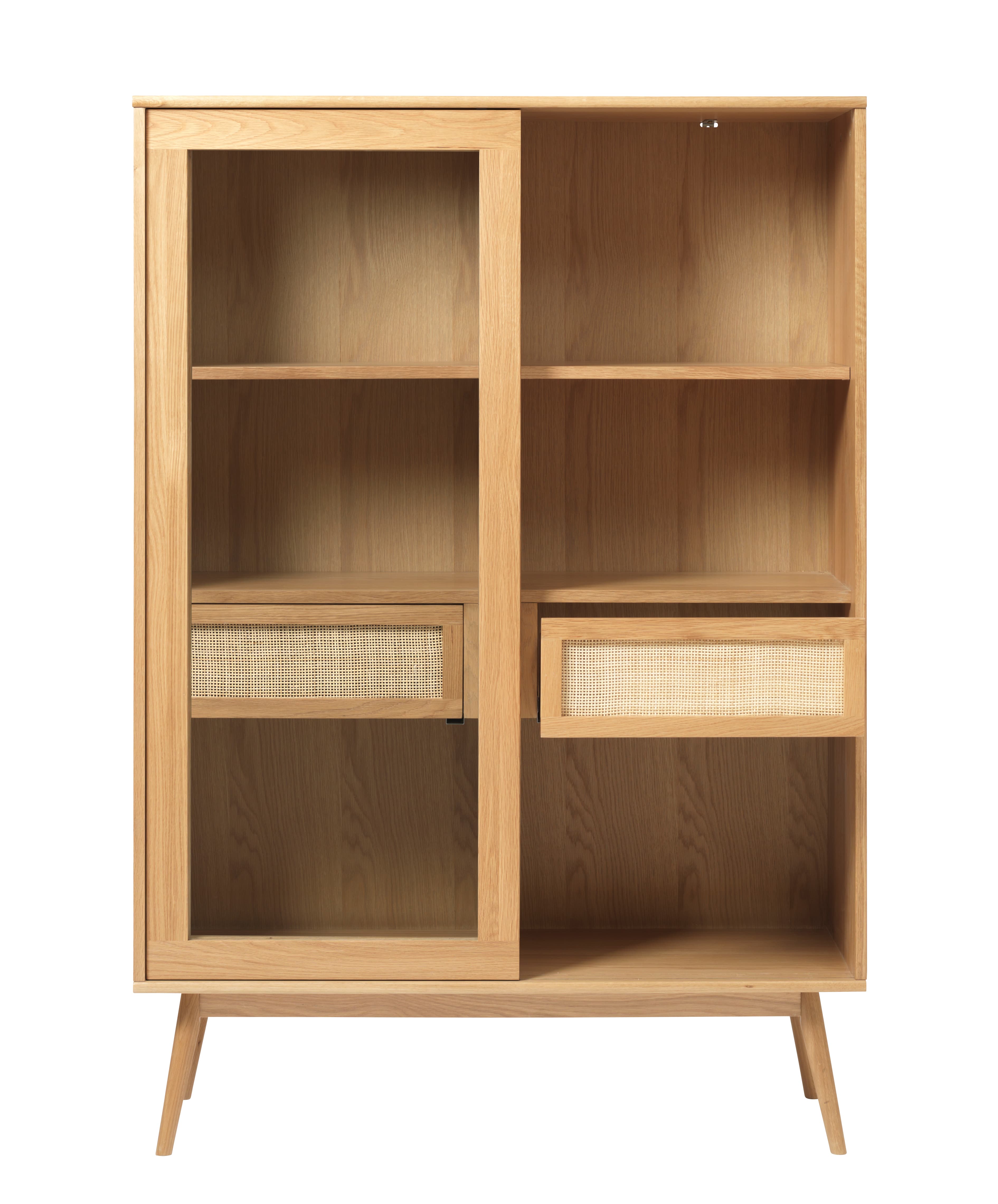 Sofia Glass Cabinet Natural Oak 160cm