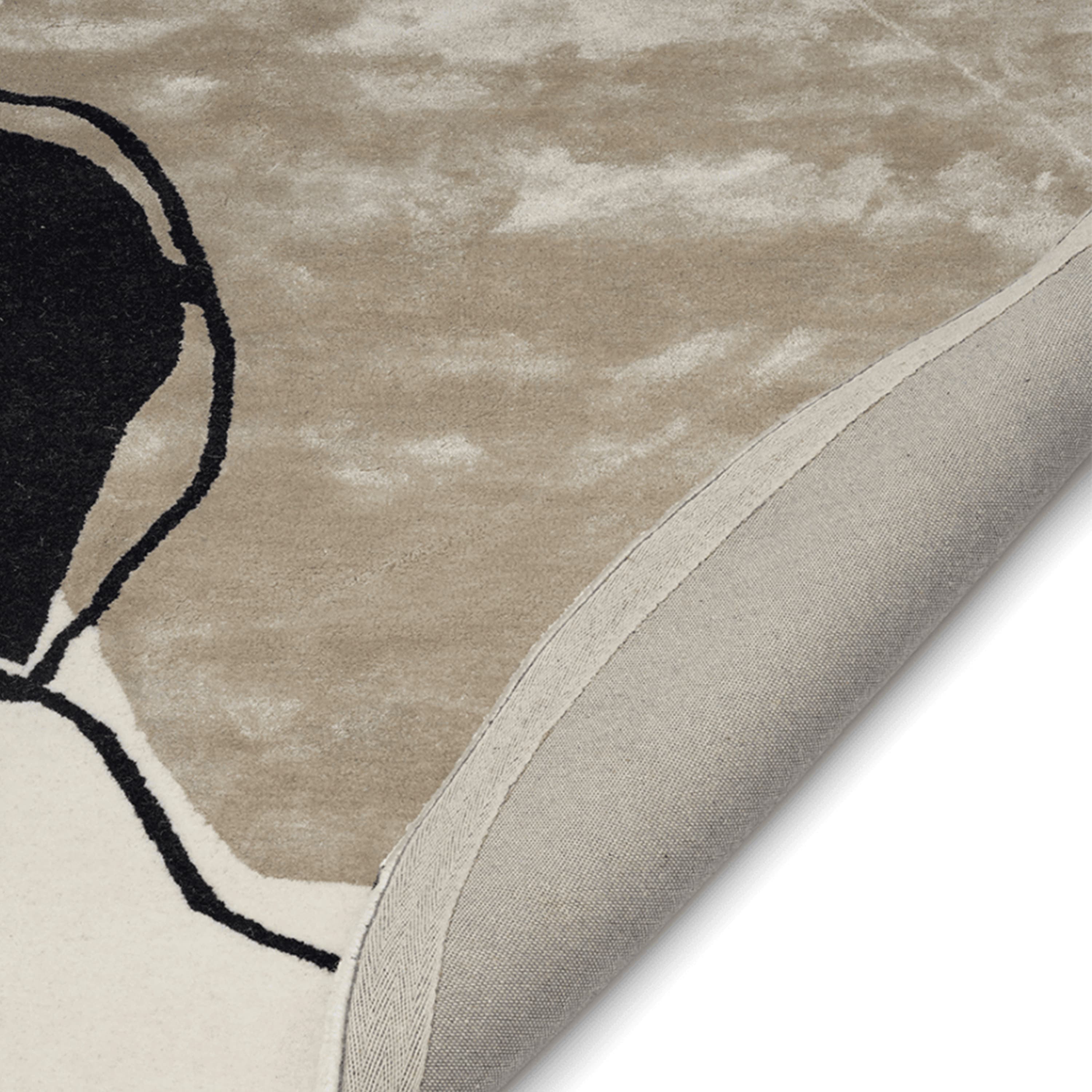 Abstract Wool Rug Round Ivory Ø200