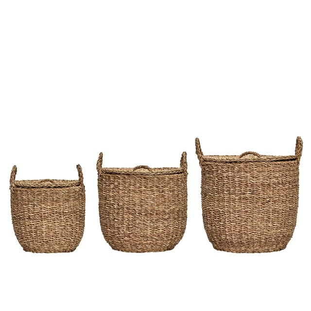 Round Aufbewahrungskorb Natur 3er-Pack