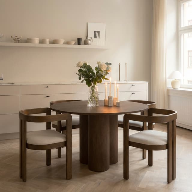 Laura Dining Table Brown Stained Oak Ø130