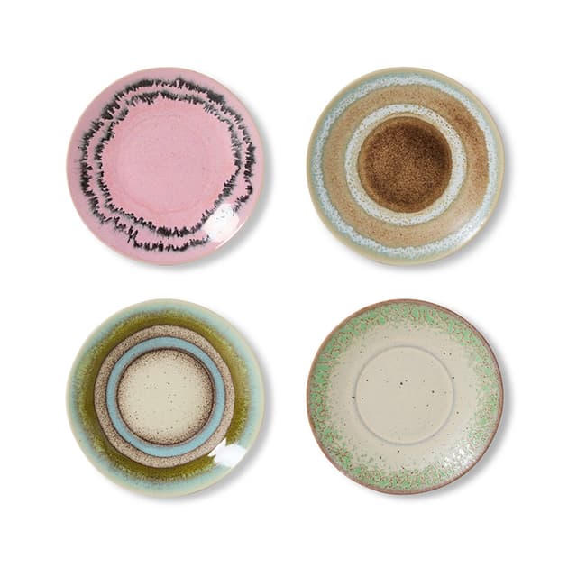 70s Ceramics Dessertteller Doodle 4er-Set