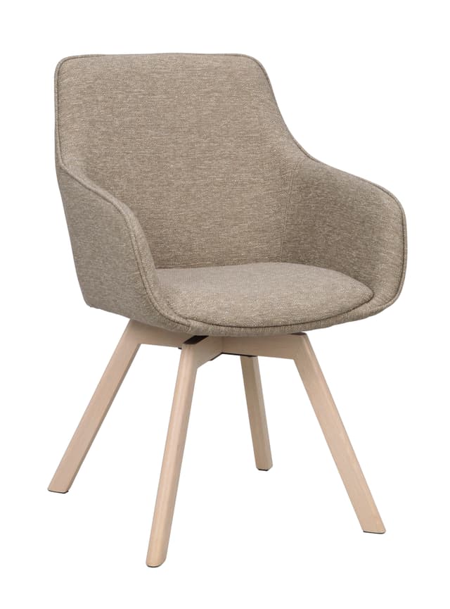 Alison Armlehnstuhl Dunkelbeige/Weiß Pigmentierte Eiche