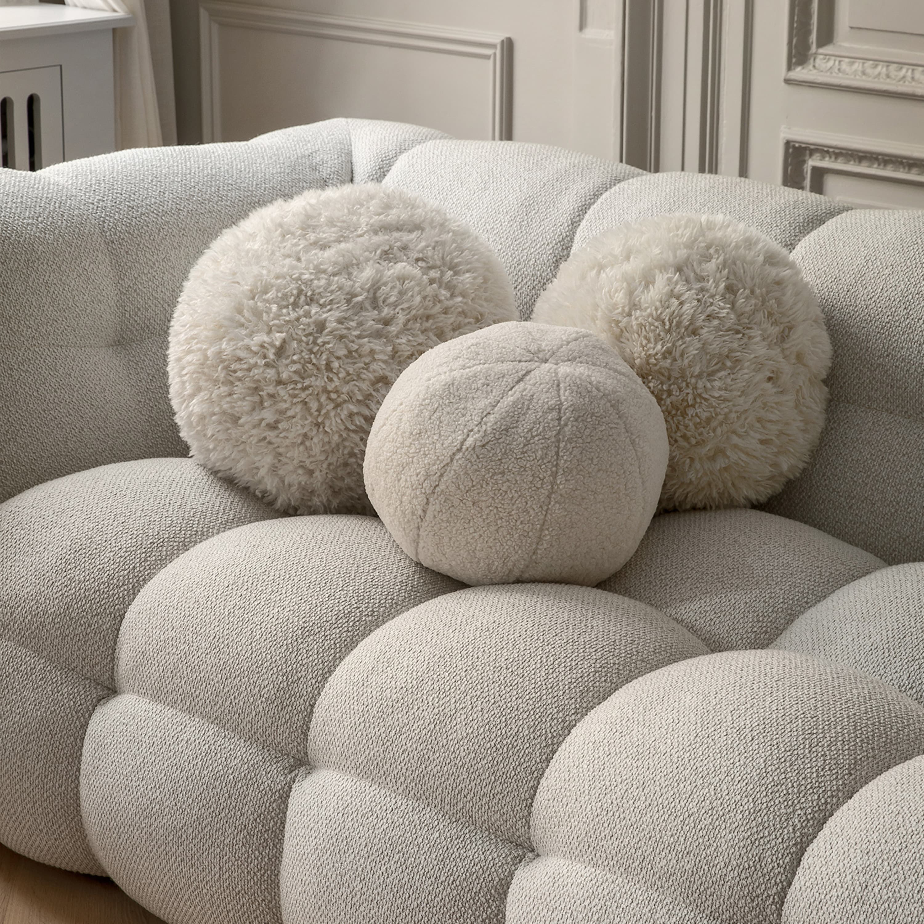 Sphere Zierkissen Creme Teddy Ø29