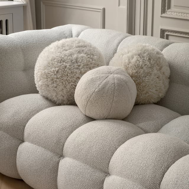 Sphere Zierkissen Creme Teddy Ø29