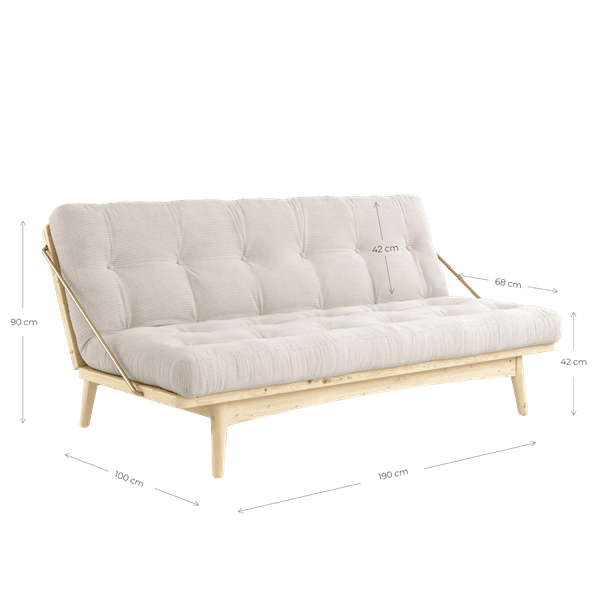 Folk Schlafsofa Natur/Beige 190cm