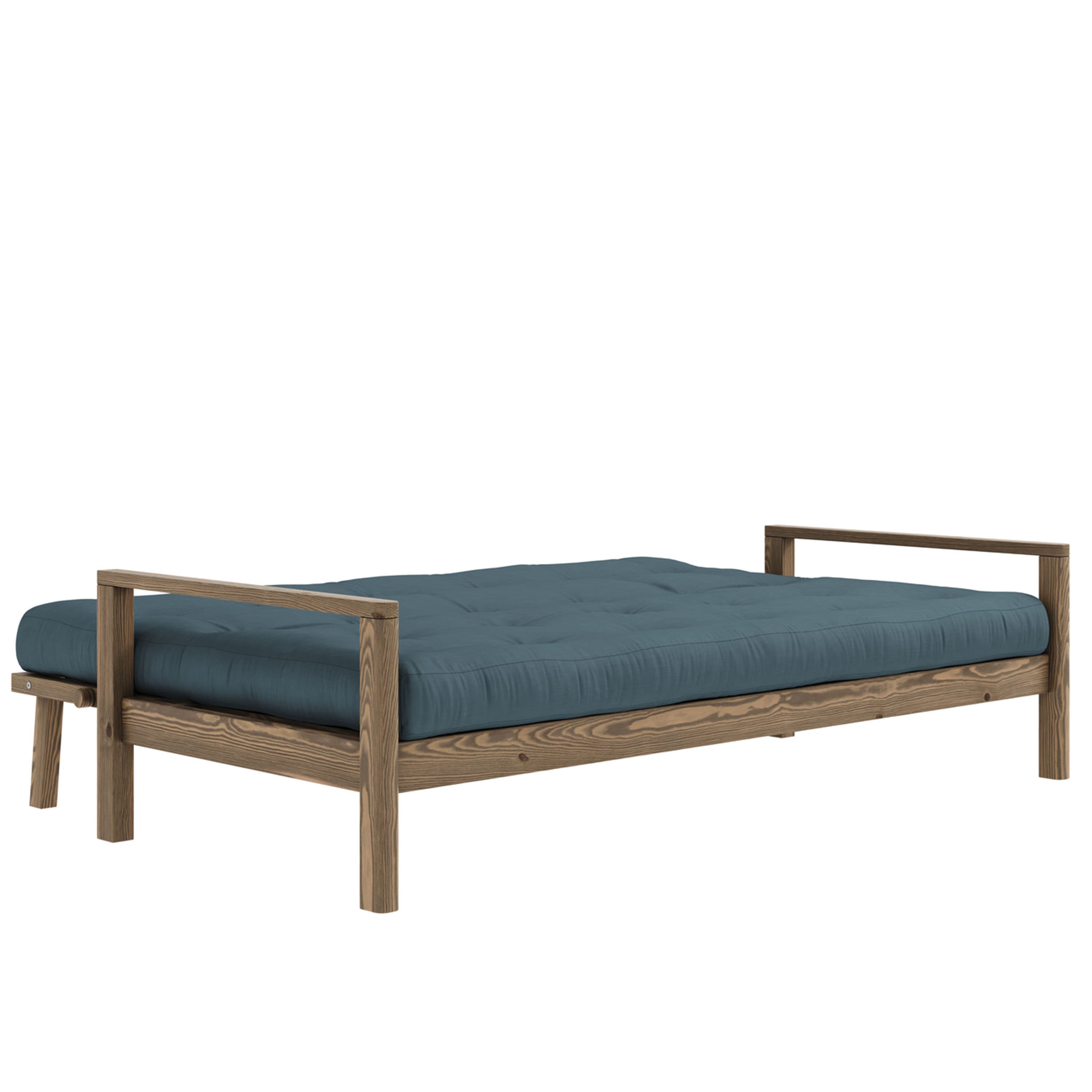Knob Sofa Bed Brown/Petrol Blue 190cm
