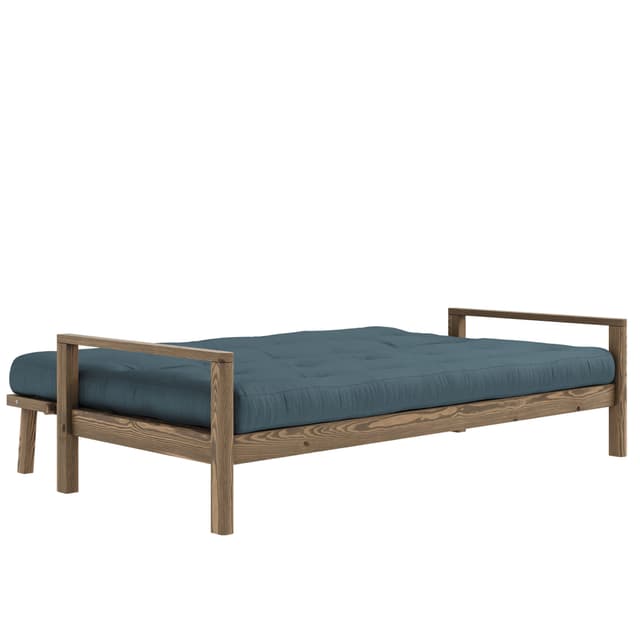 Knob Sofa Bed Brown/Petrol Blue 190cm