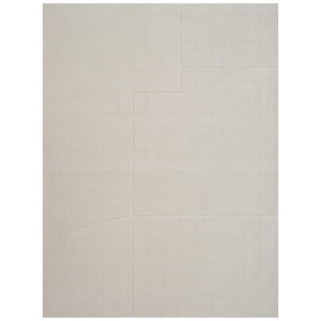 Geometric Maze Wool Rug White 170x240