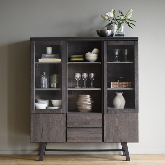Brooklyn Vitrineschrank Dunkelbraune Eiche
