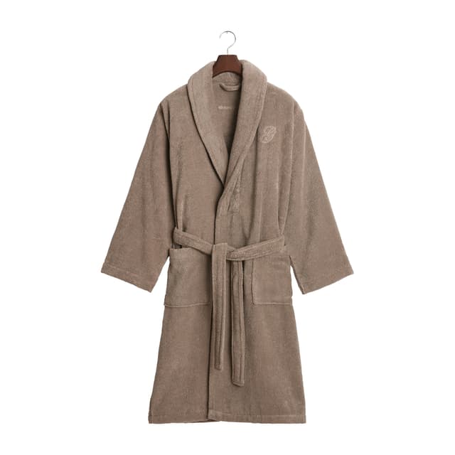 Organic Embroidery Bademantel Beige Klein