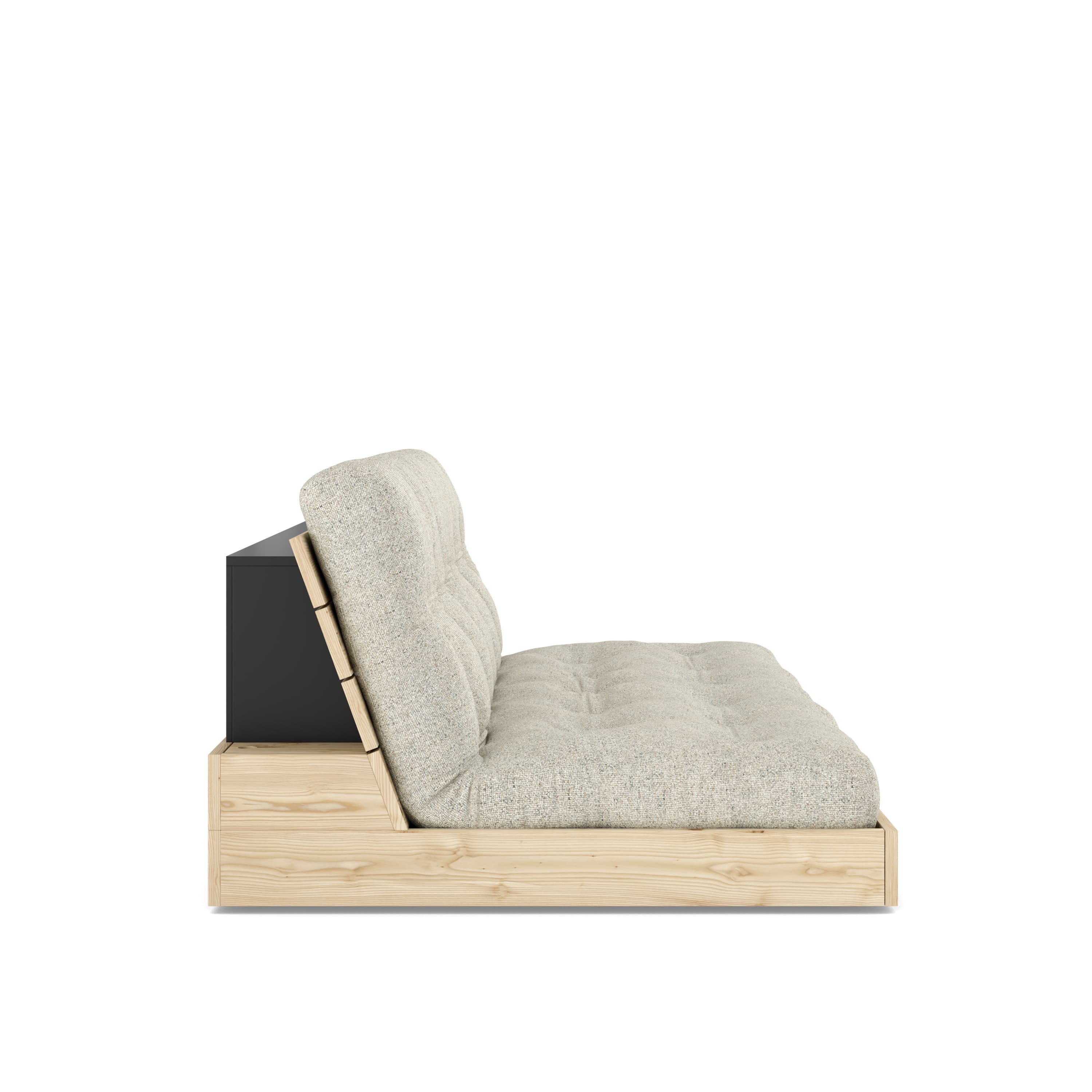 Base Sofa Bed Clear Lacquered/Soft Chalk 196cm
