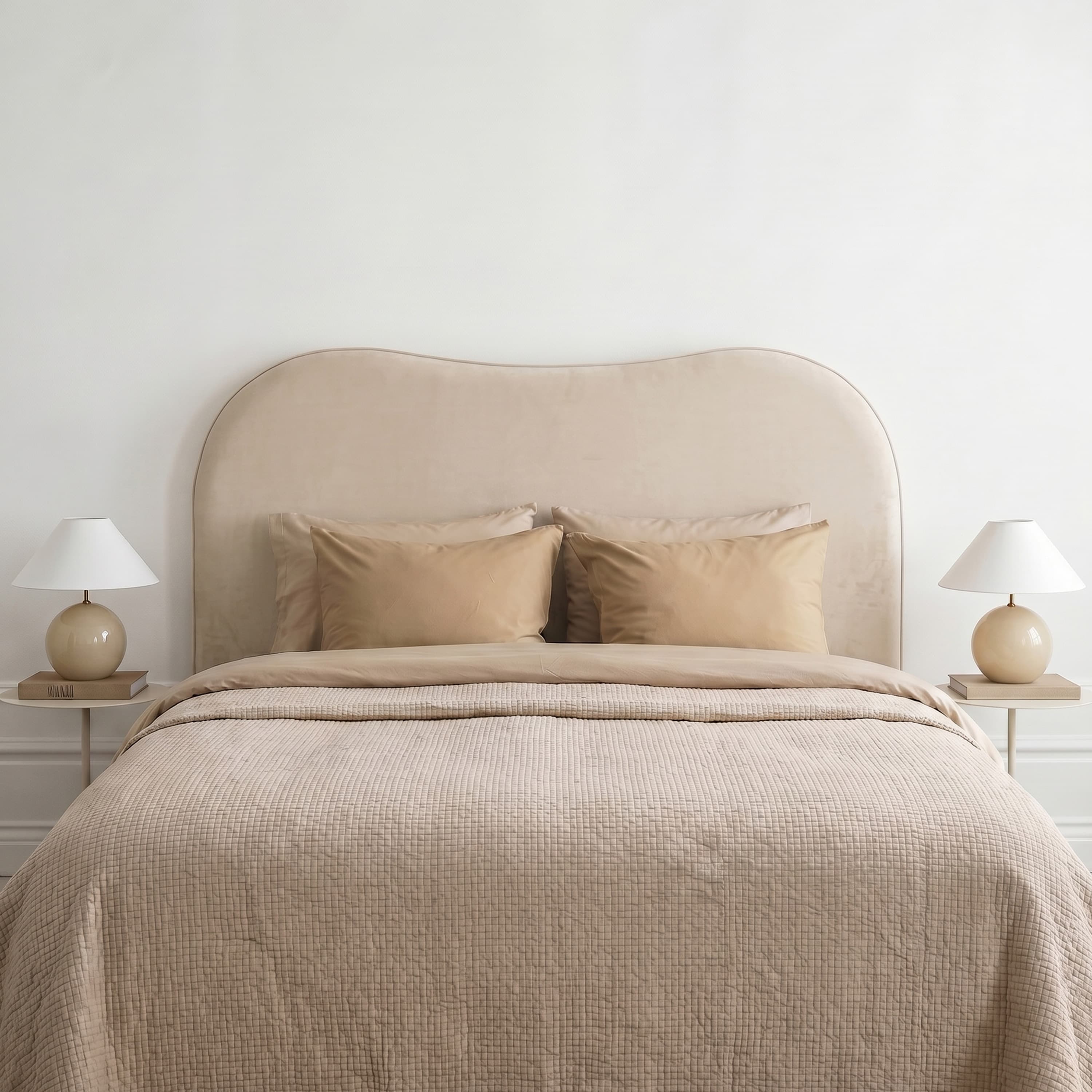 Lola Kopfteil Samt Beige 180cm
