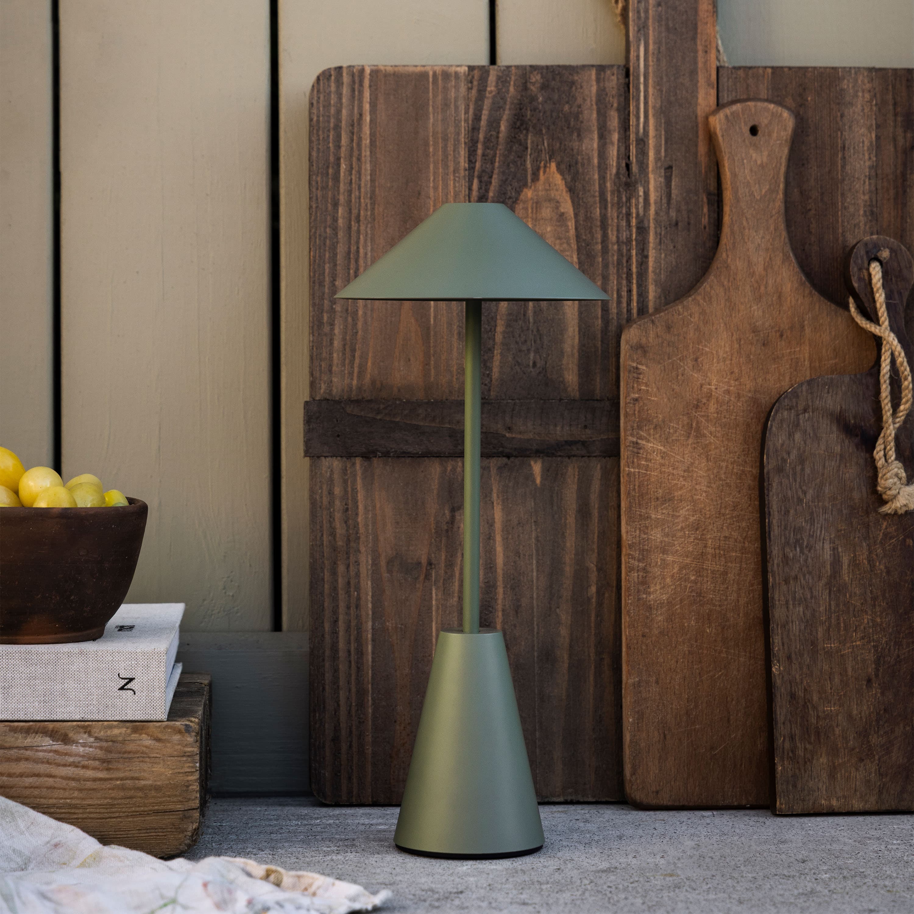 Cannes Portable Table Lamp Moss Green 32cm