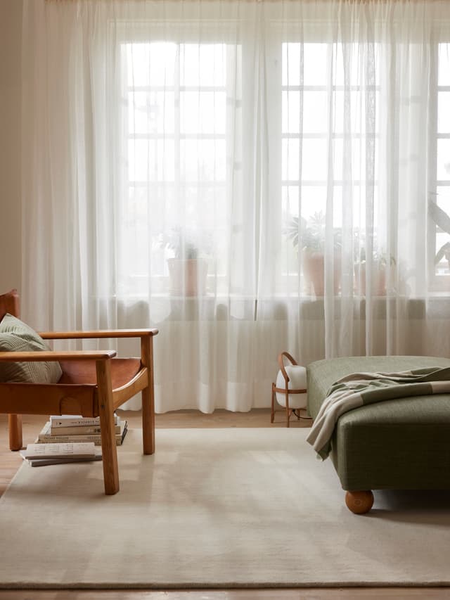 Solid Wollteppich Off White 200x300