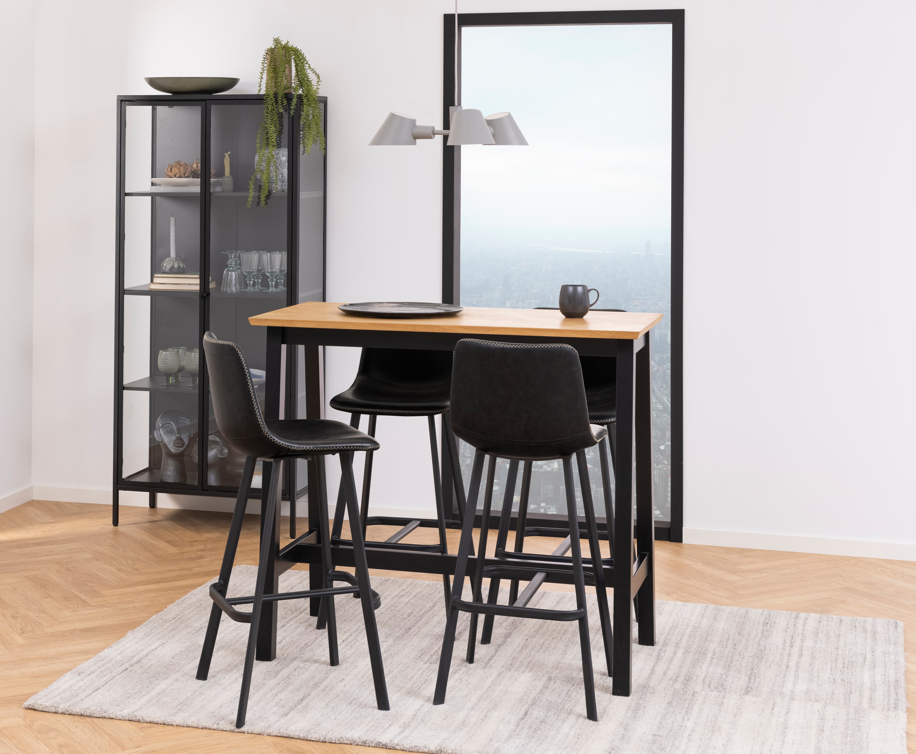 Neah Vitrine Schrank Schwarz 180cm