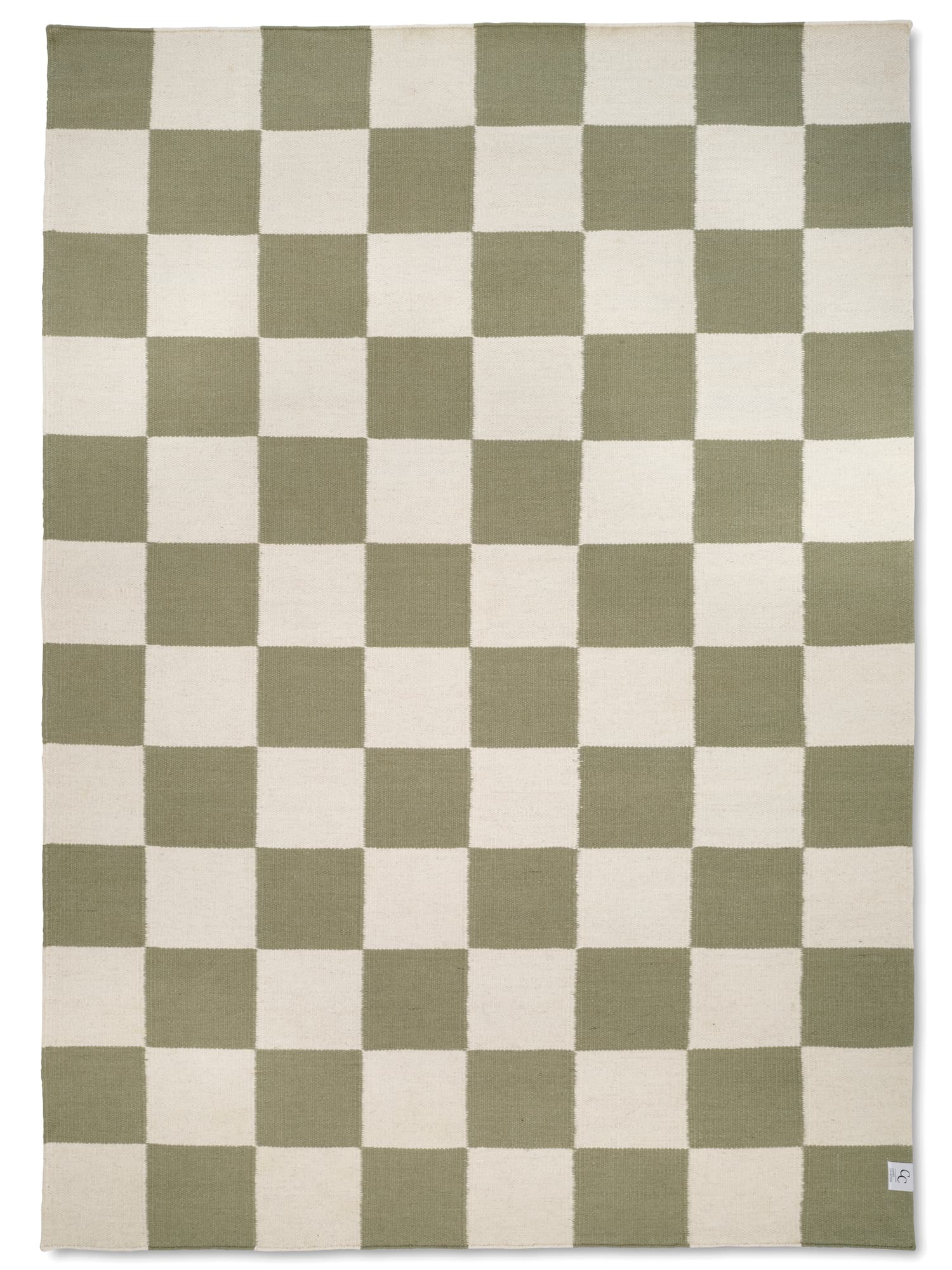 Square Wollteppich Weiß/Grün 200x300