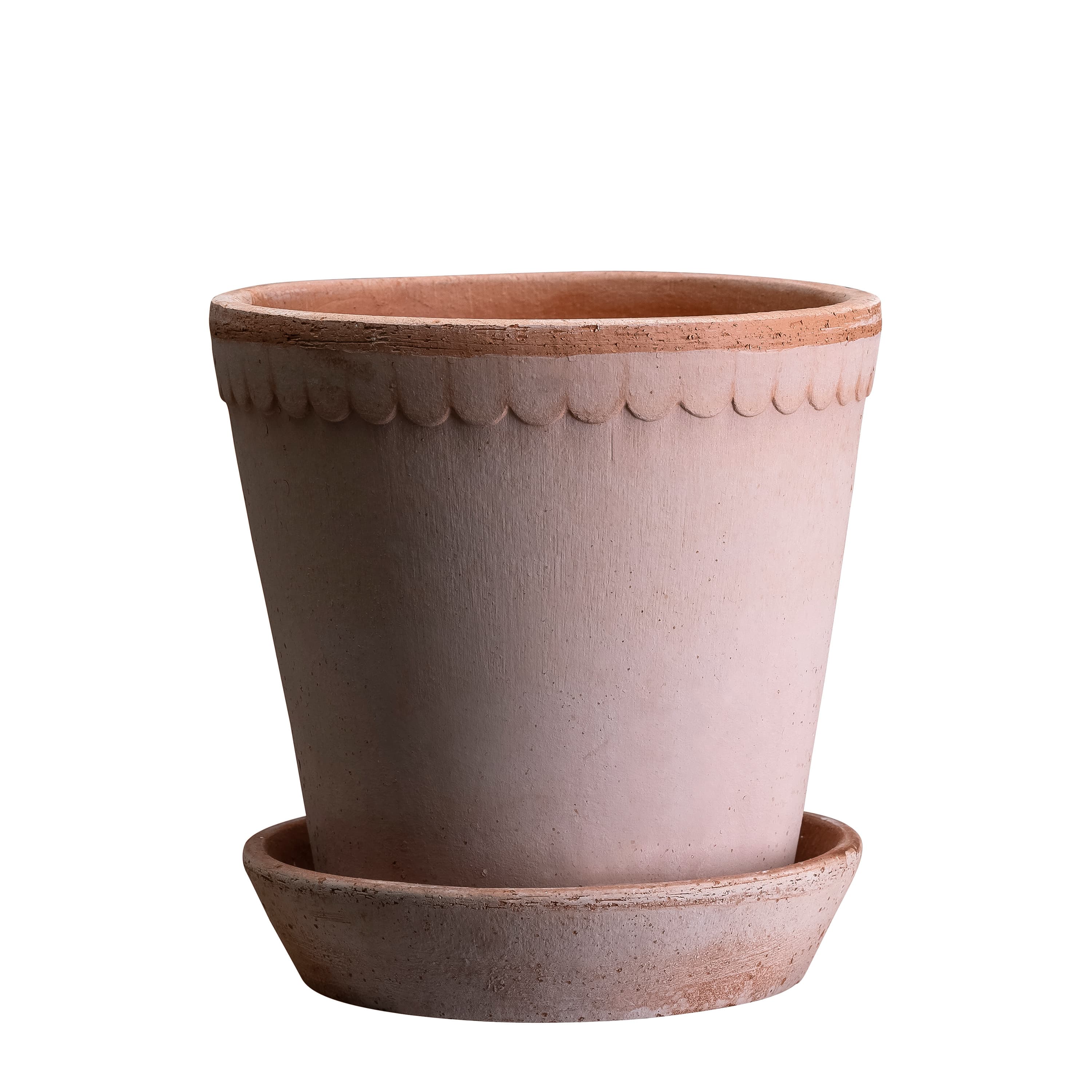 Helena Pot with Saucer Raw Pink Terracotta Ø25