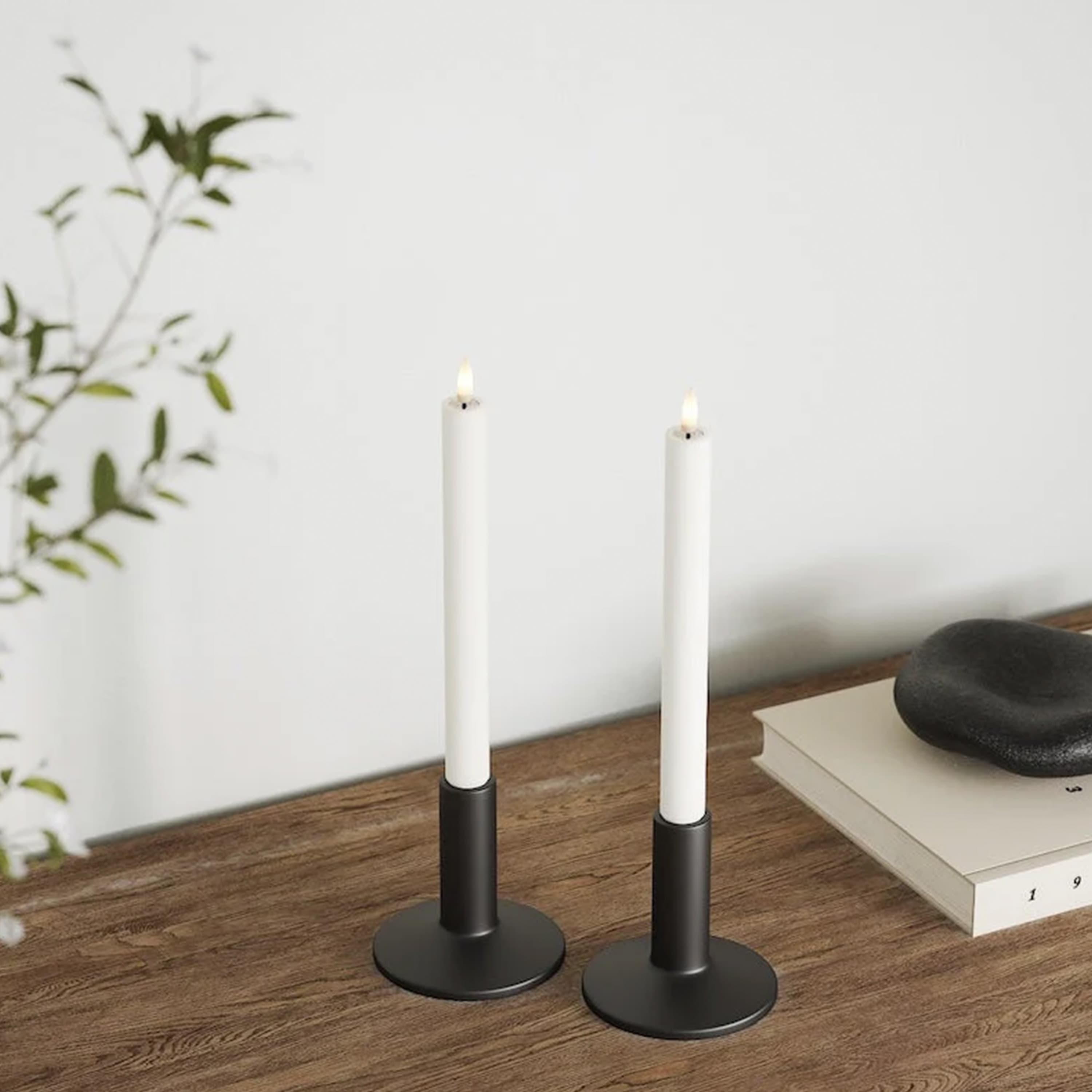 LED Candle White 24cm Set of 2