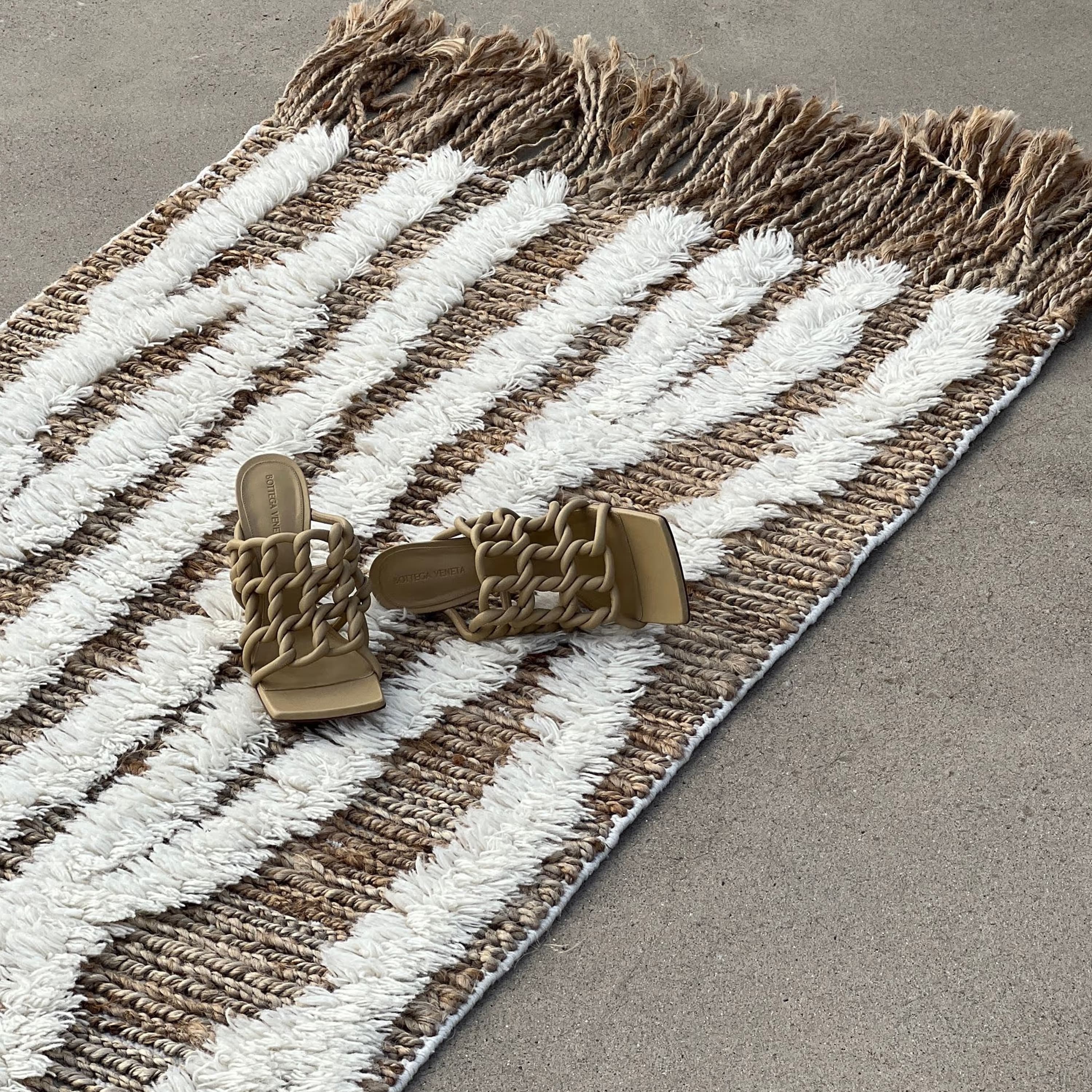 Wahl Jute/Wolle Läufer Braun/Weiß 80x350